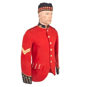 Original British Pre-WWI 8th Territorial Battalion Royal Scots Scarlet Tunic Uniform Set With Trousers and Glengarry Cap