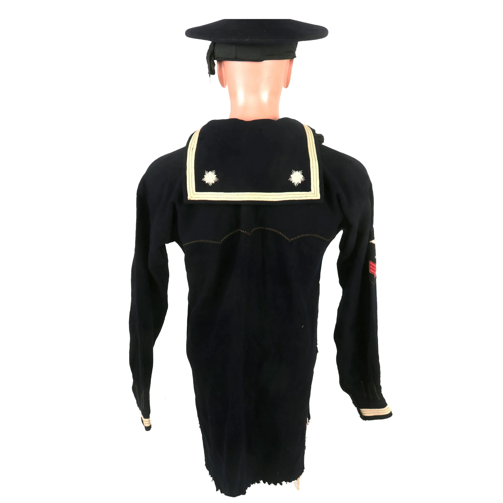 Original U.S. Indian Wars Era Navy Uniform Jumper & Trousers with Flat Hat & Named Copy of Photo of Sailor