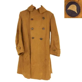 Original U.S. WWI Segregated 93rd Infantry Division Wool Greatcoat With Rare French Chain Stitched Shoulder Sleeve Insignia