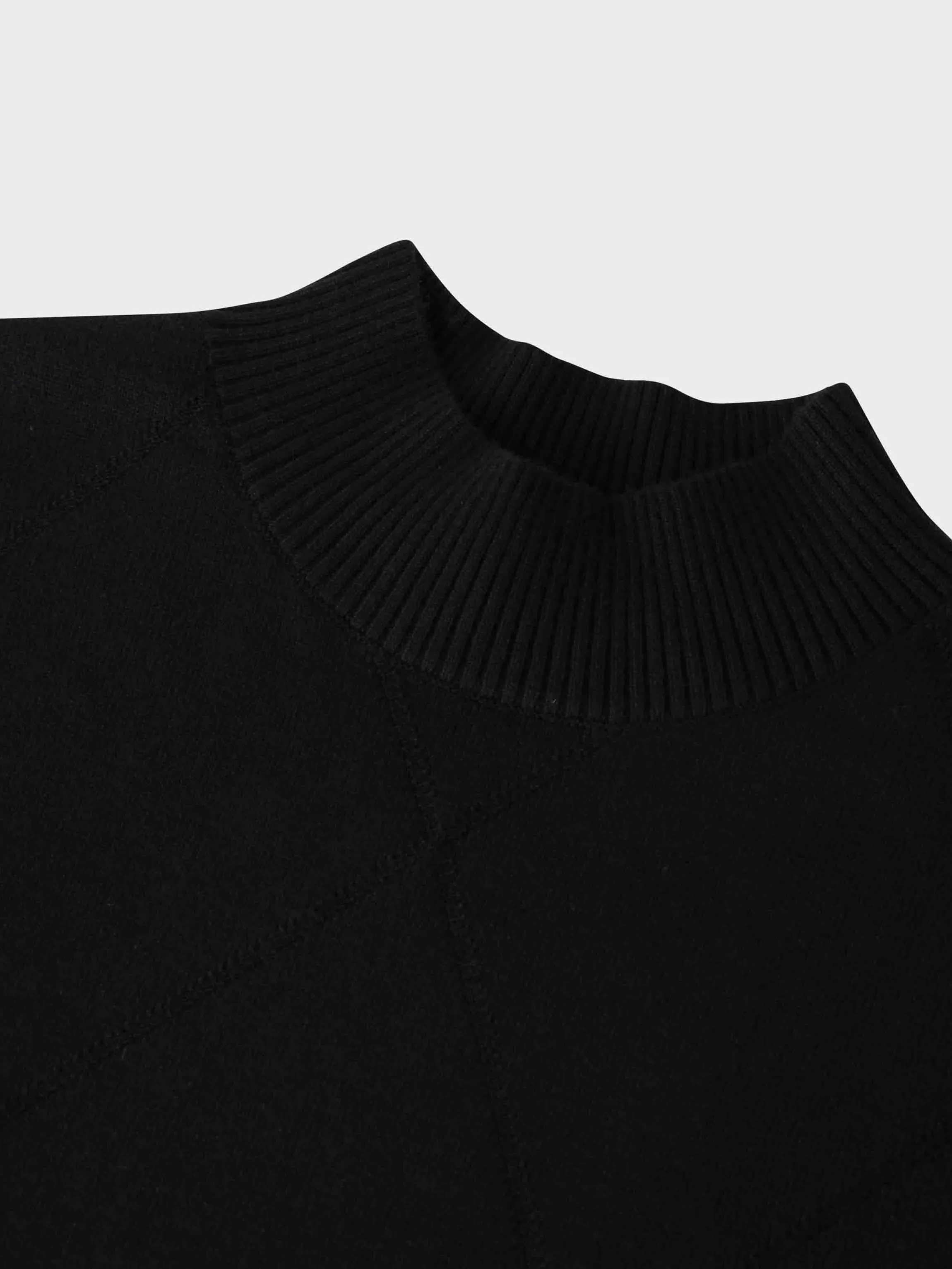 Oversized Diamond Detail Sweater-Black