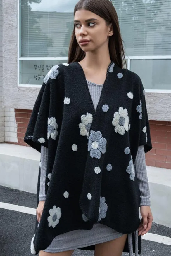 P6180 Floral Fleece Kimono