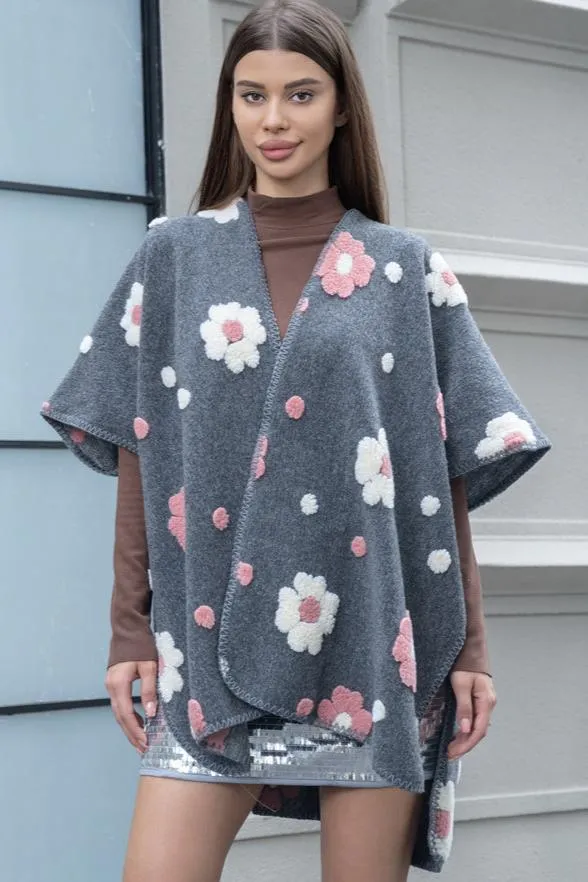 P6180 Floral Fleece Kimono