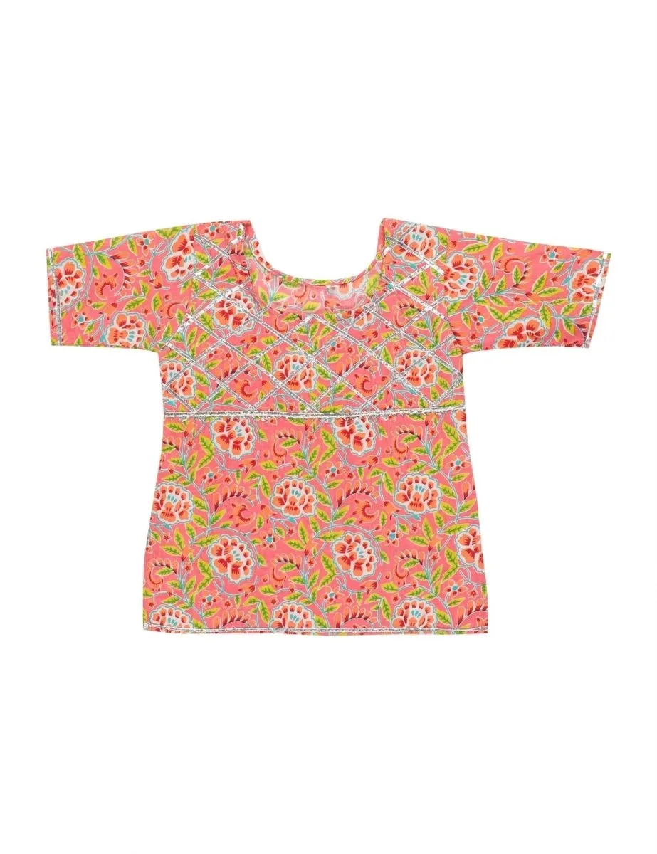 Peach and Mosaic Girls Kurta Sharara Set