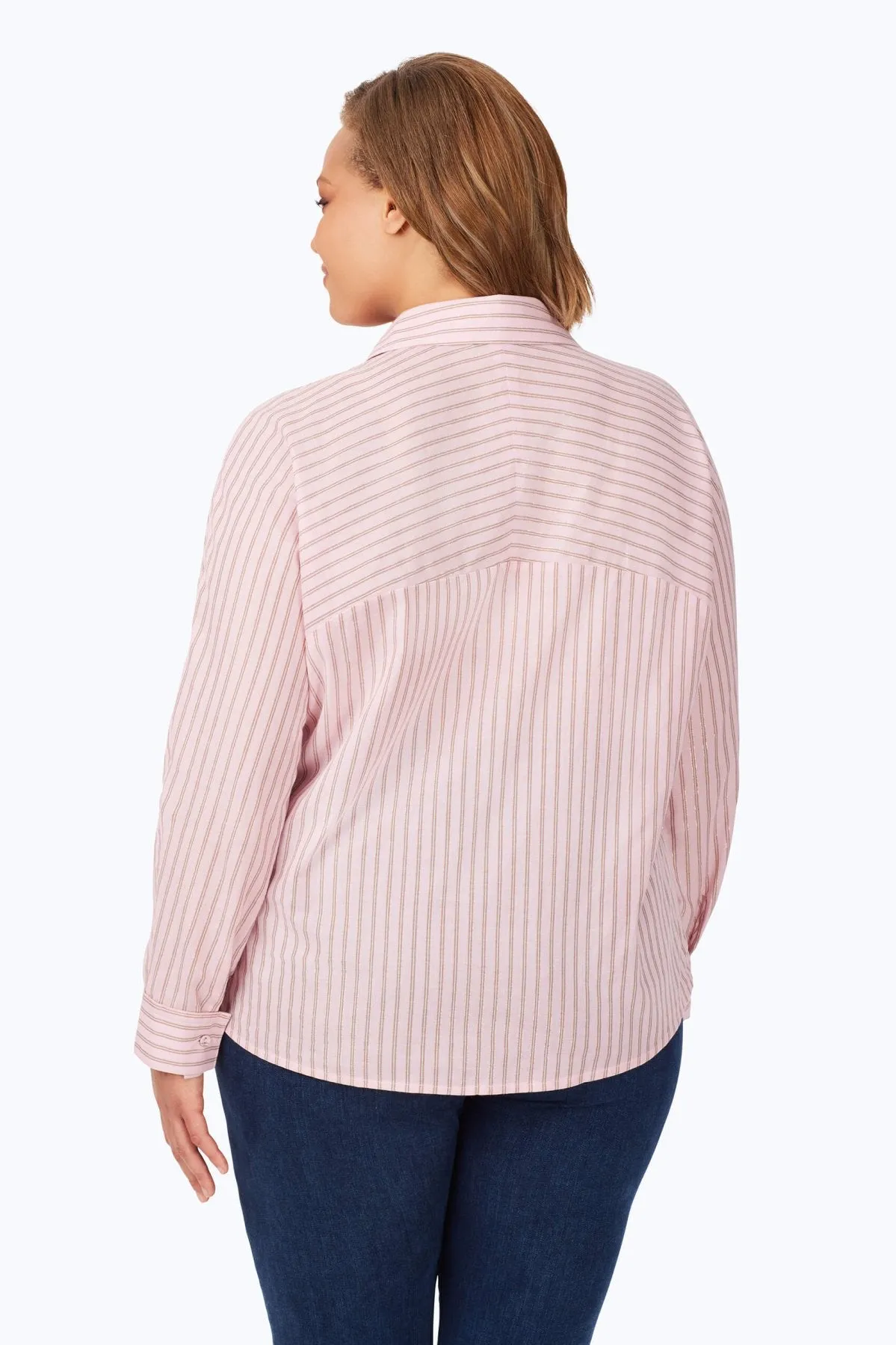 Plus Metallic Glitzy Stripe Shirt