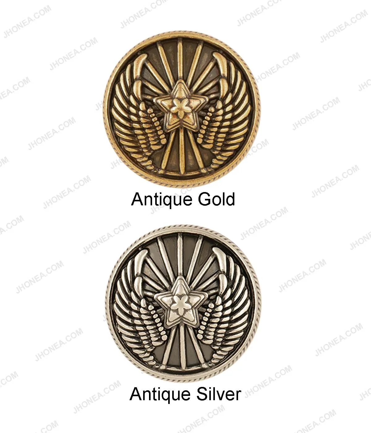 Premium Antique Vintage Winged Star Design Buttons for Jackets