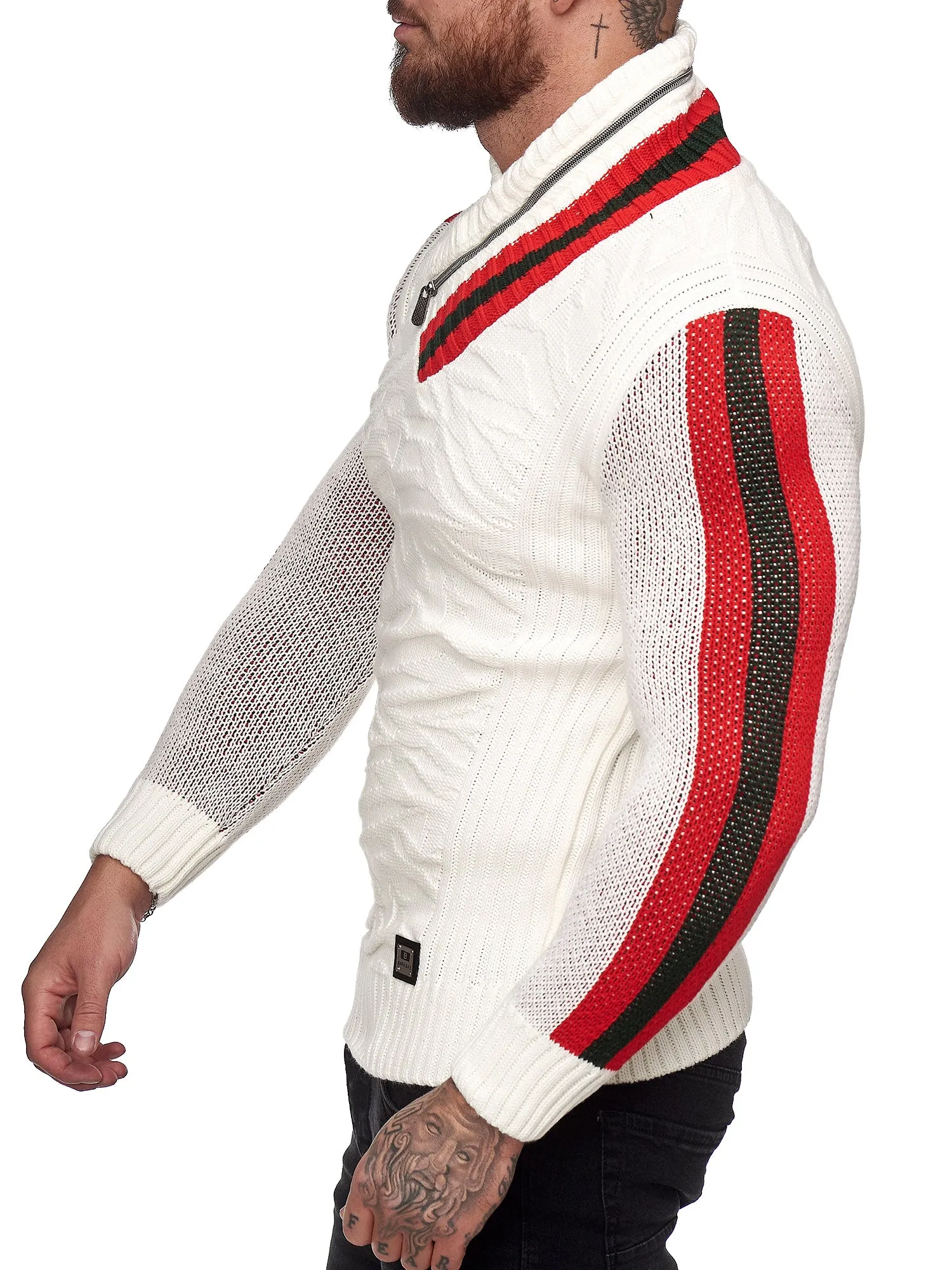 Prof Shawl Neck Knitted Sweater - White X0031B