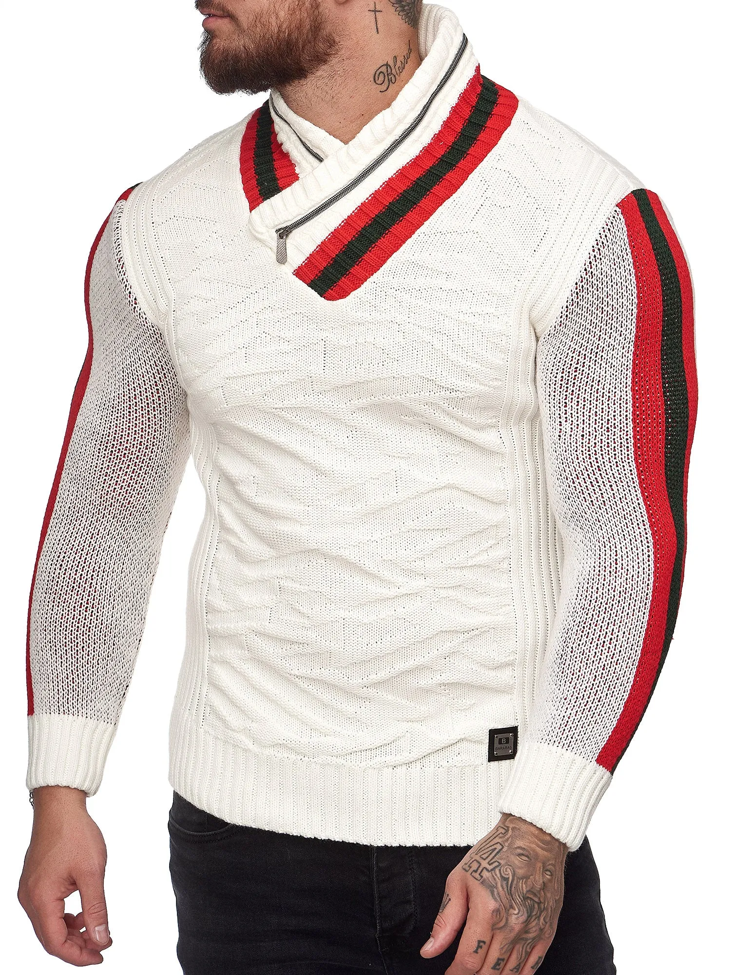 Prof Shawl Neck Knitted Sweater - White X0031B