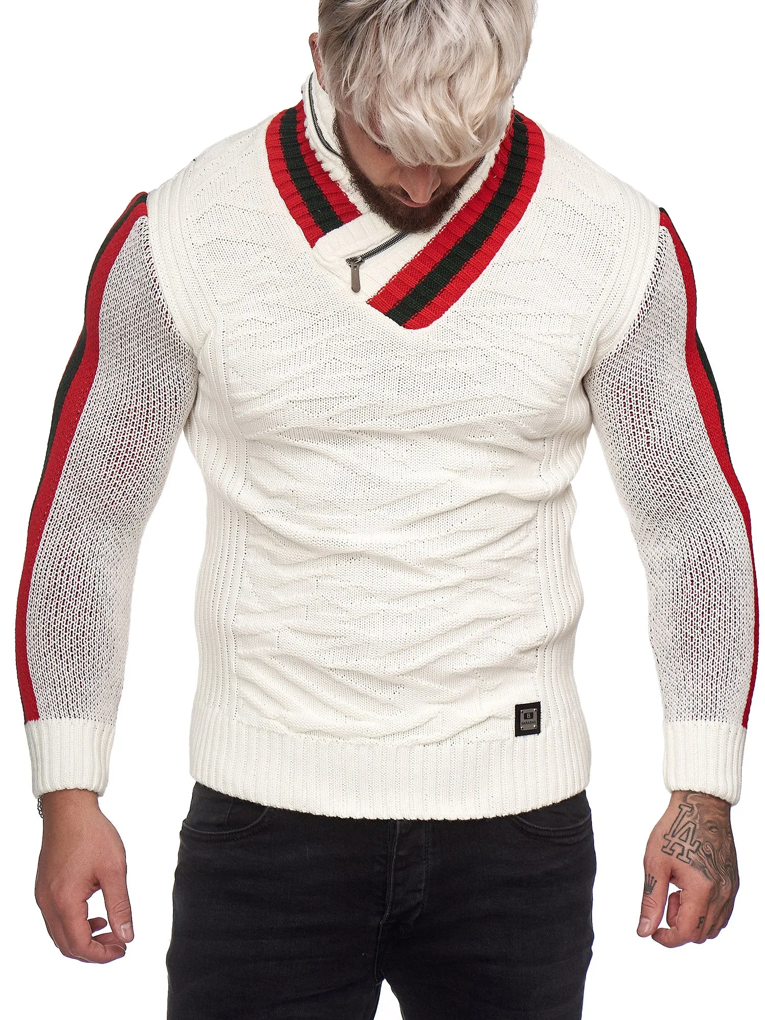 Prof Shawl Neck Knitted Sweater - White X0031B