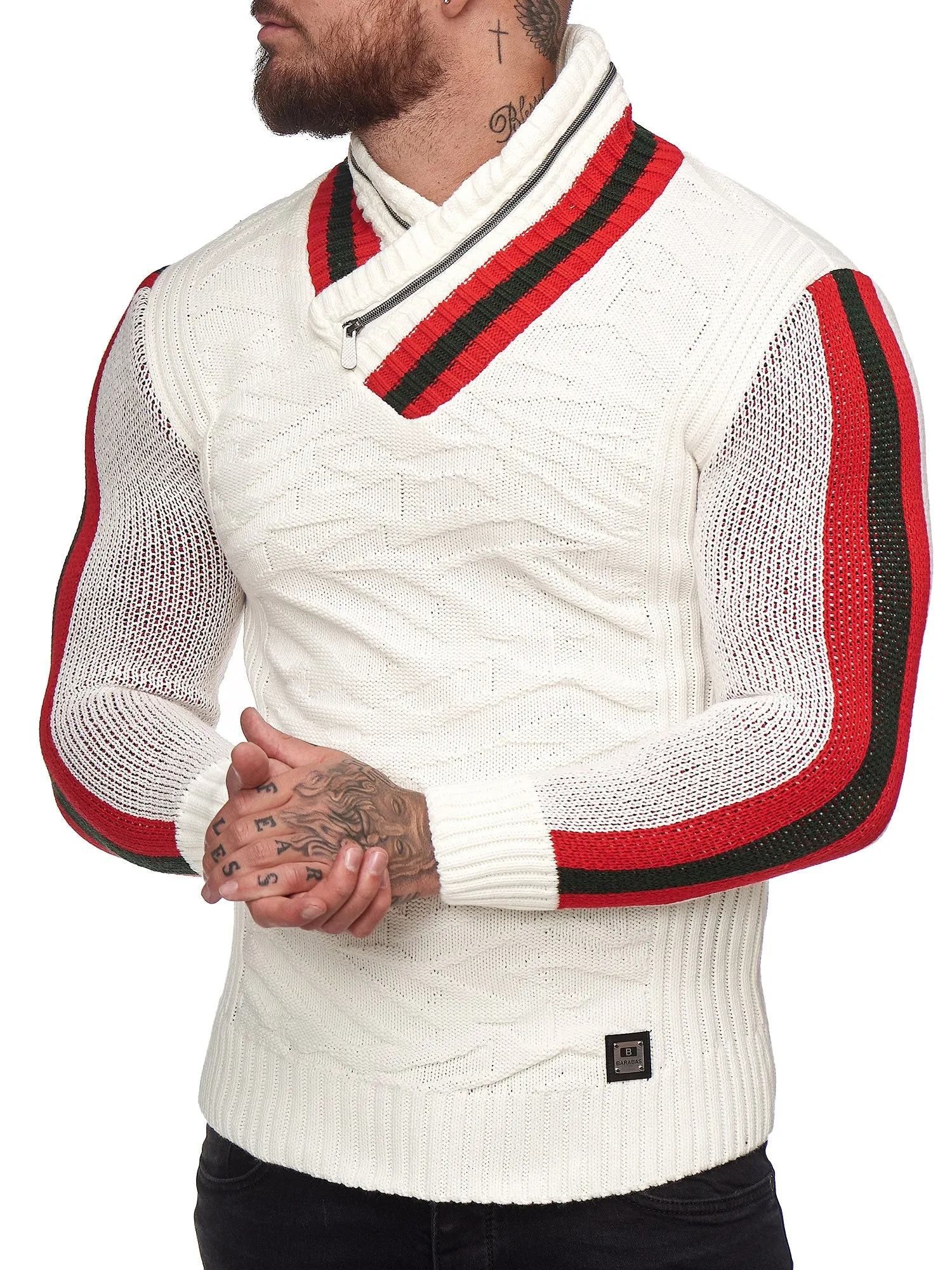 Prof Shawl Neck Knitted Sweater - White X0031B