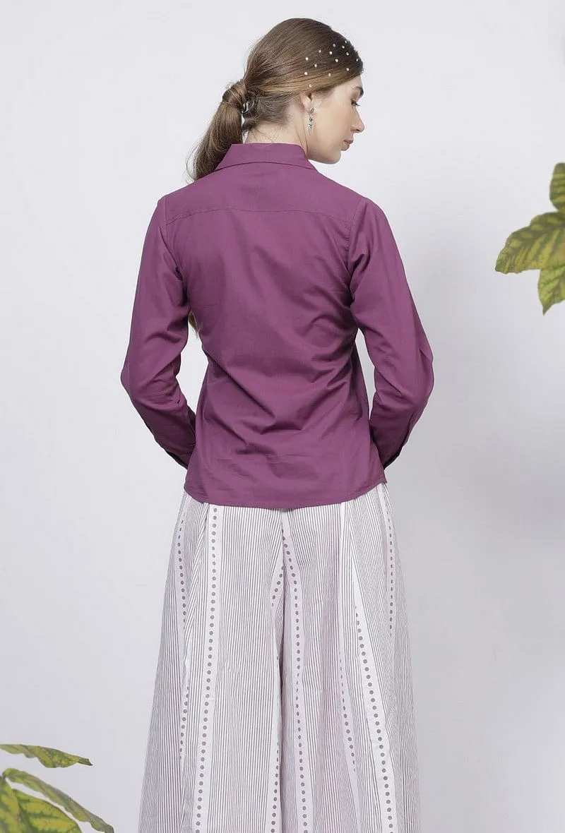 Purple Plain Cotton Shirt