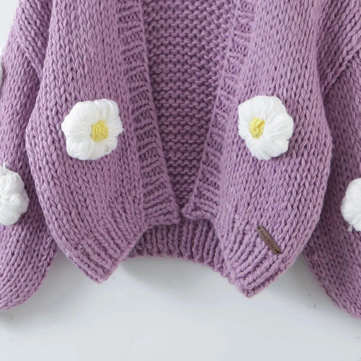 Purple Puffs Cardigan Flowear Knitting Sweater Cardigan