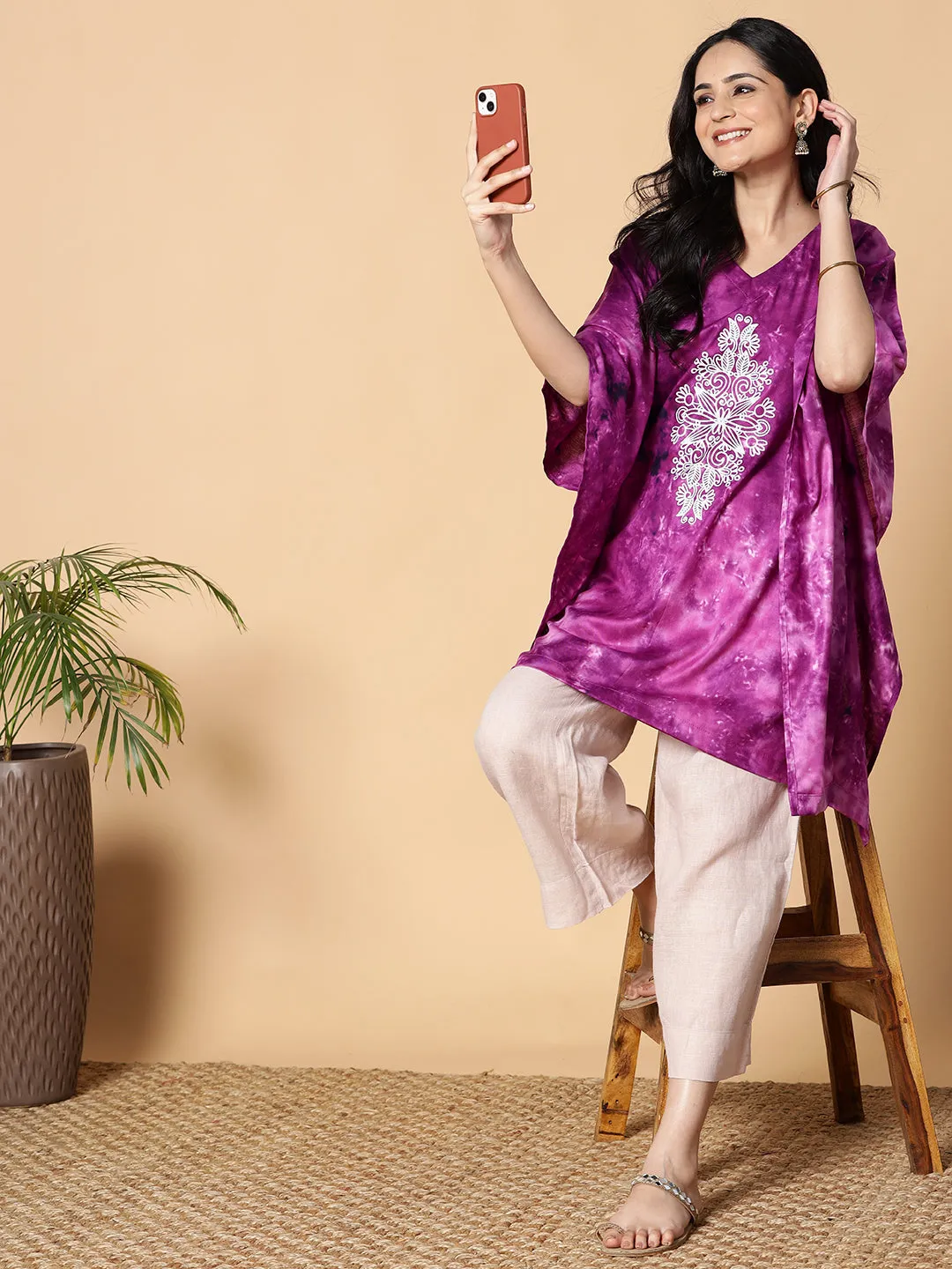 Purple Rayon TieDyeKurta - Royals