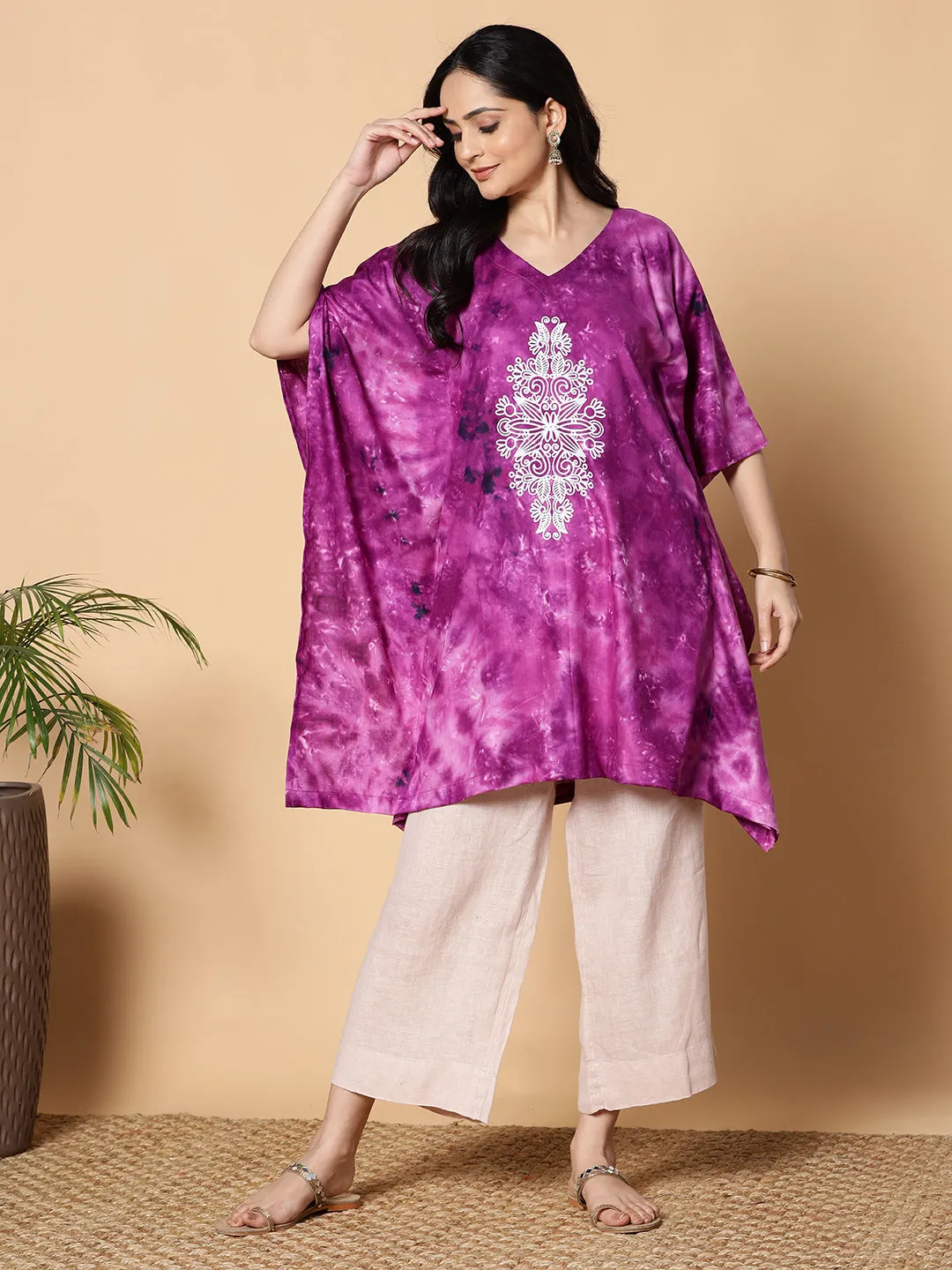 Purple Rayon TieDyeKurta - Royals