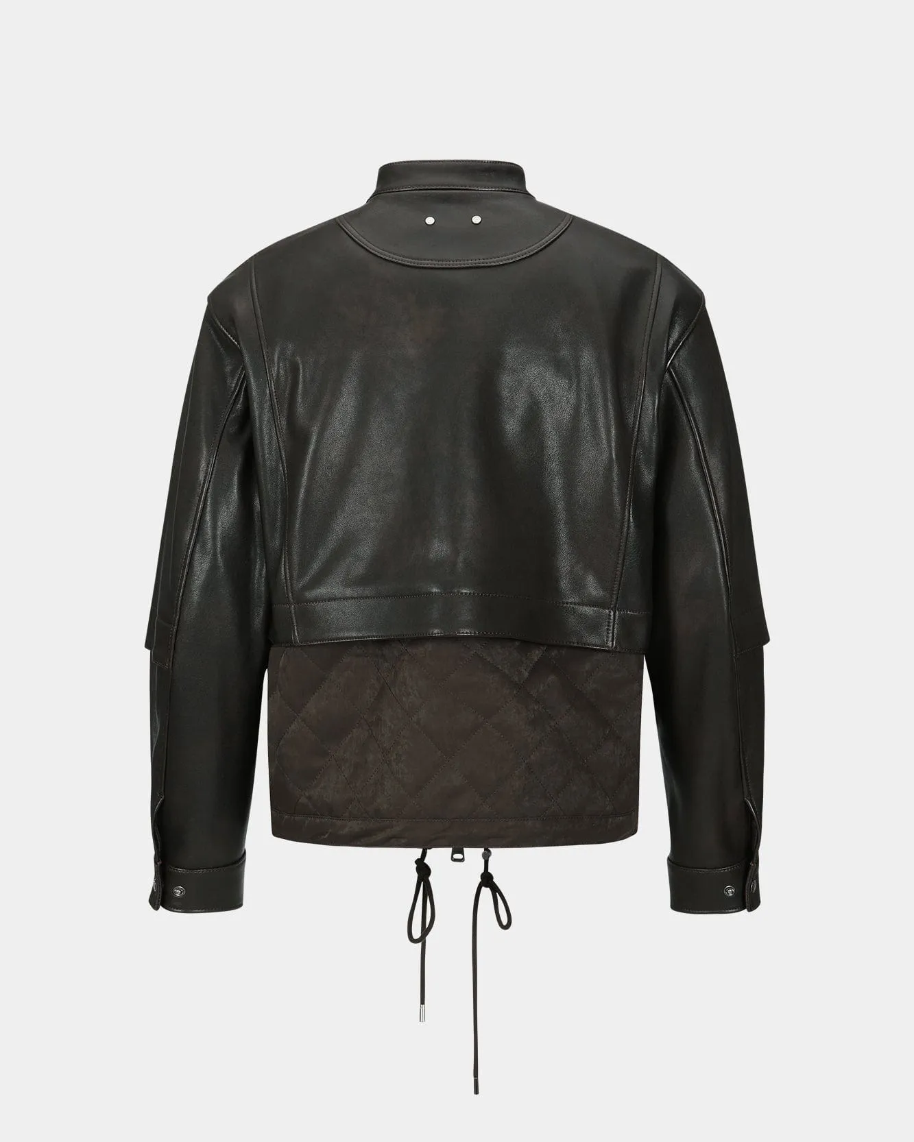 QUILTED BOMBER LEATHER JACKET awa631m(BROWN)