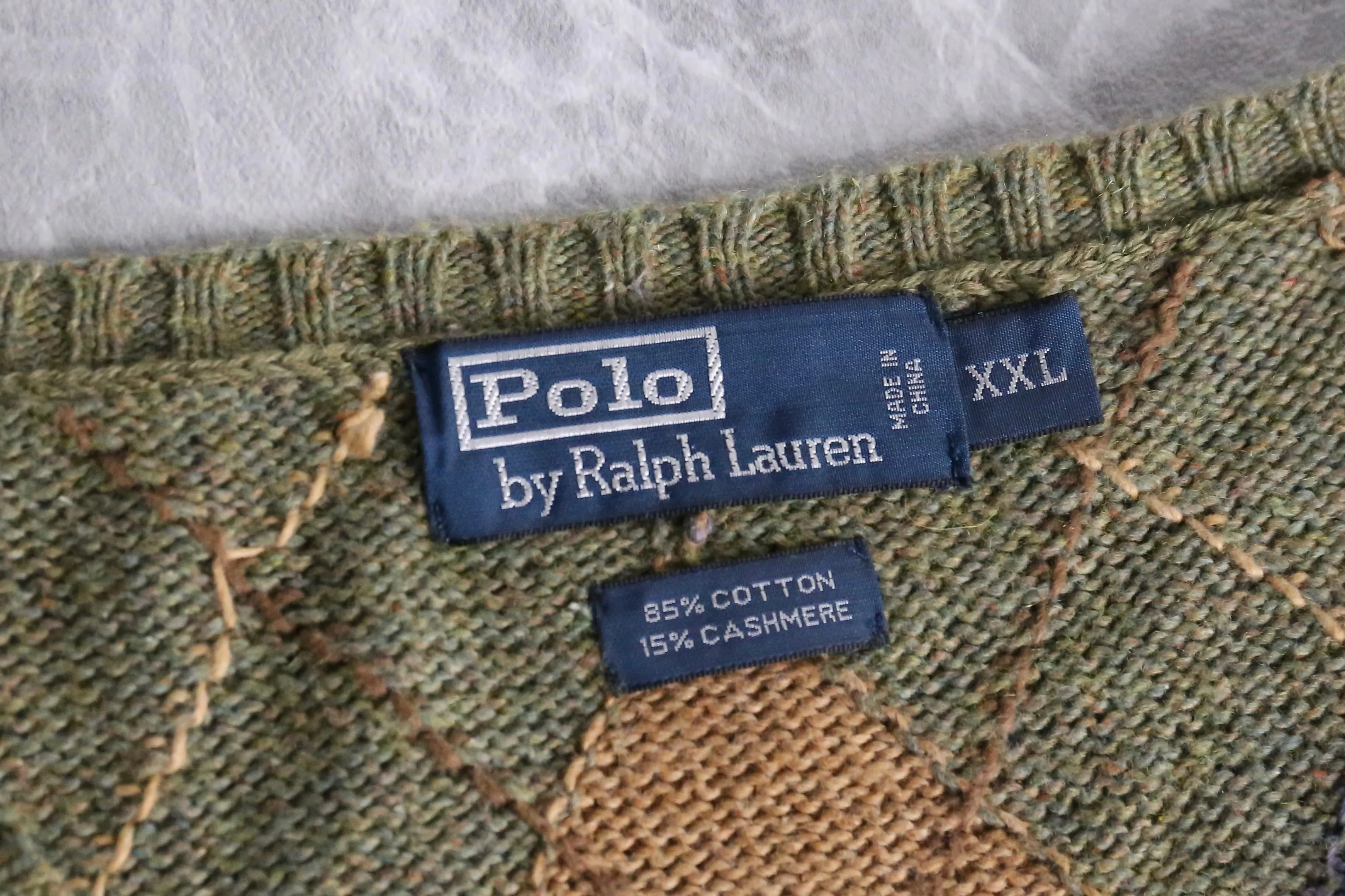 "Polo by RL" cotton & cgshmere argyle pattern sweater