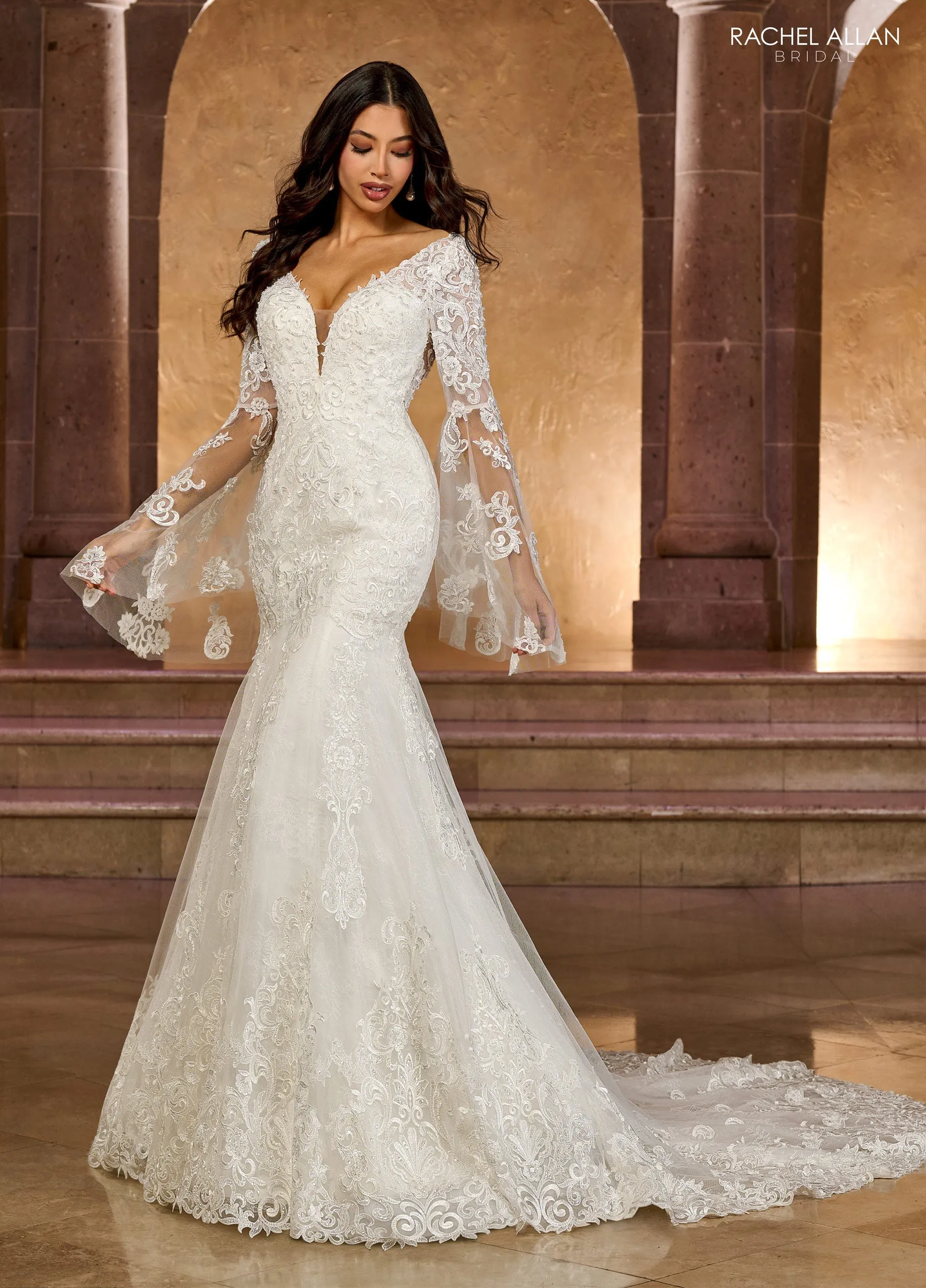 Rachel Allan RB4164 Tulle Fit and Flare Gown with Appliques and Sparkles