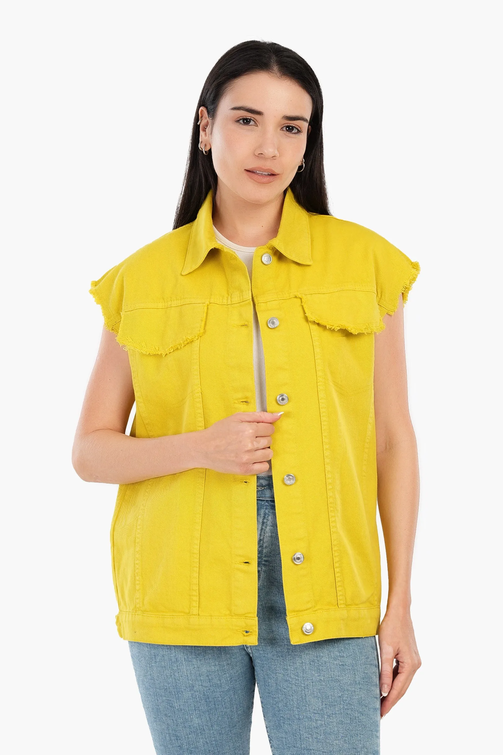 Raw Hem Denim Vest