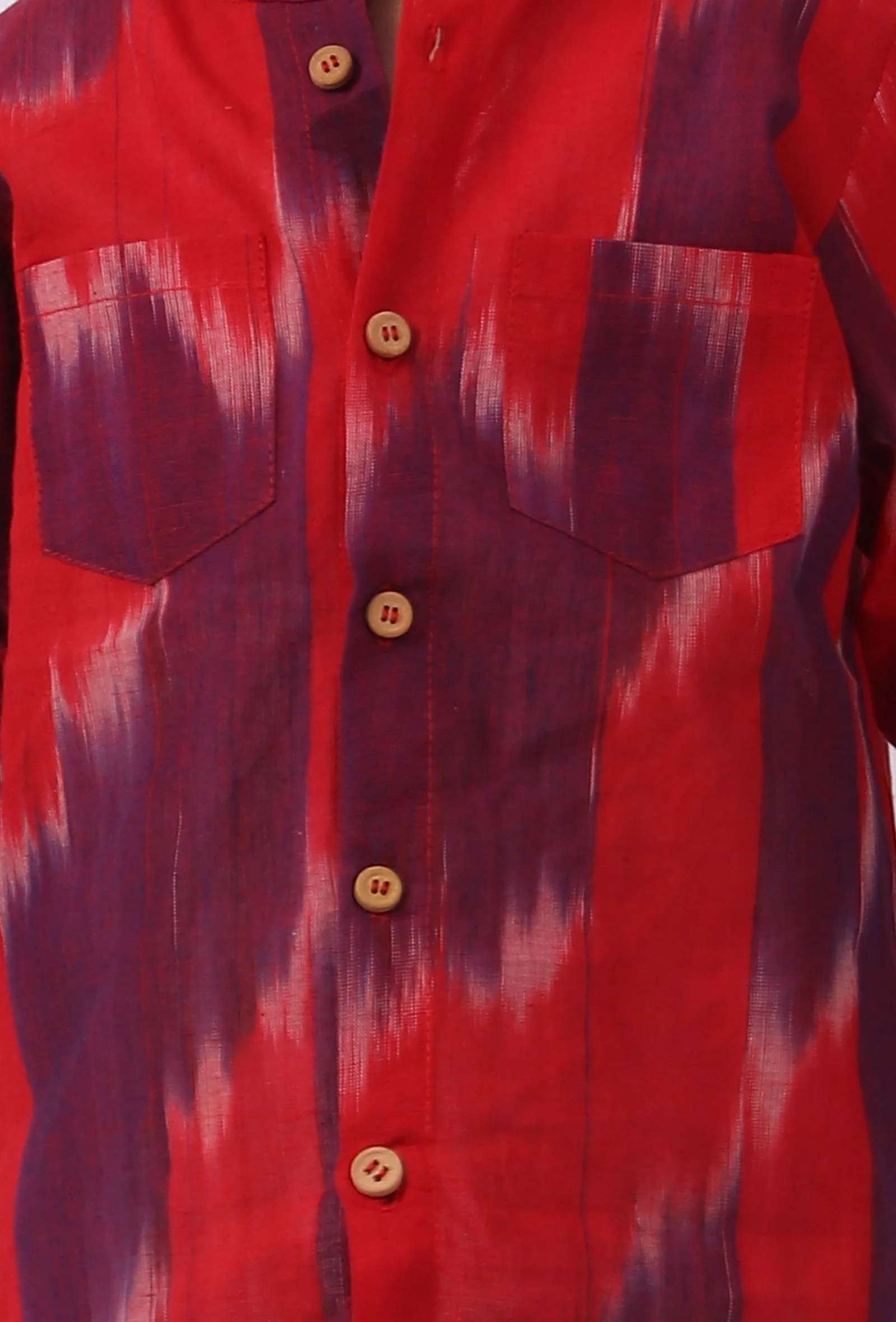 Red Ikat Kurta Shirt