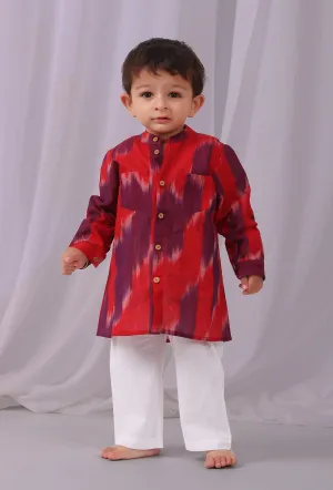 Red Ikat Kurta Shirt