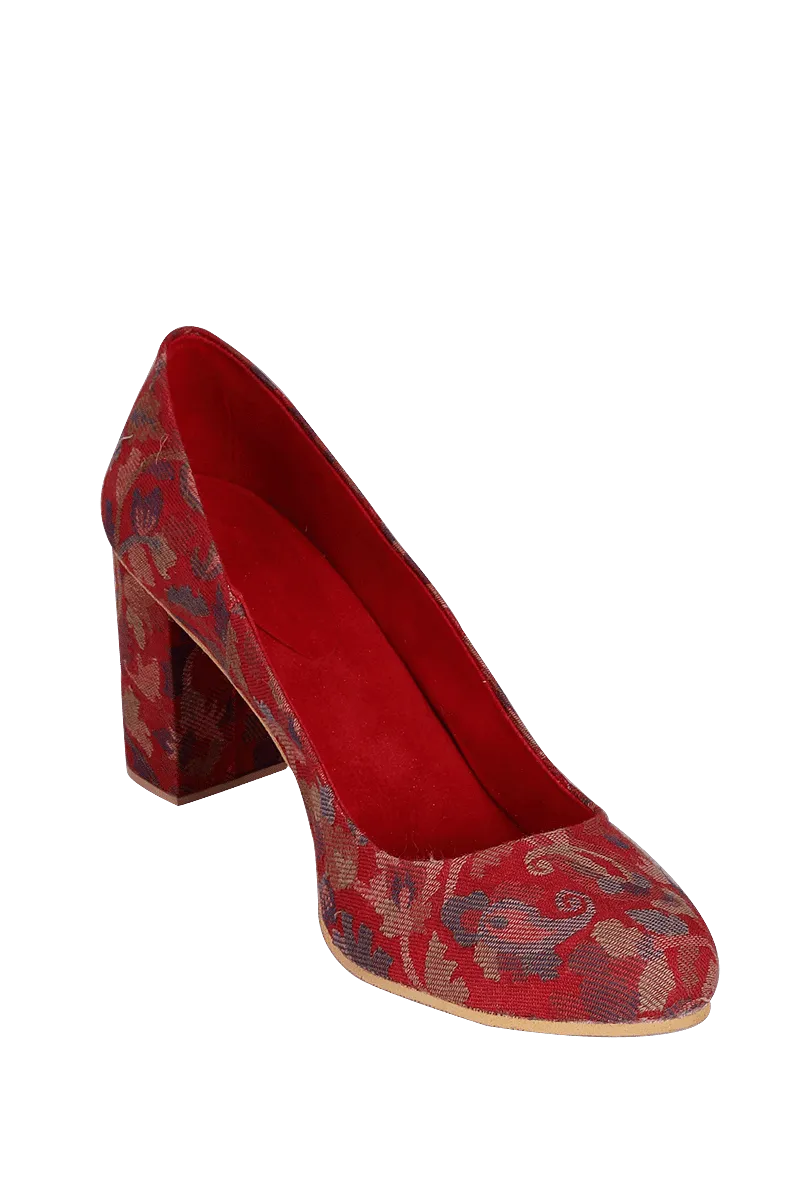 Red Kani Block Heel Pumps