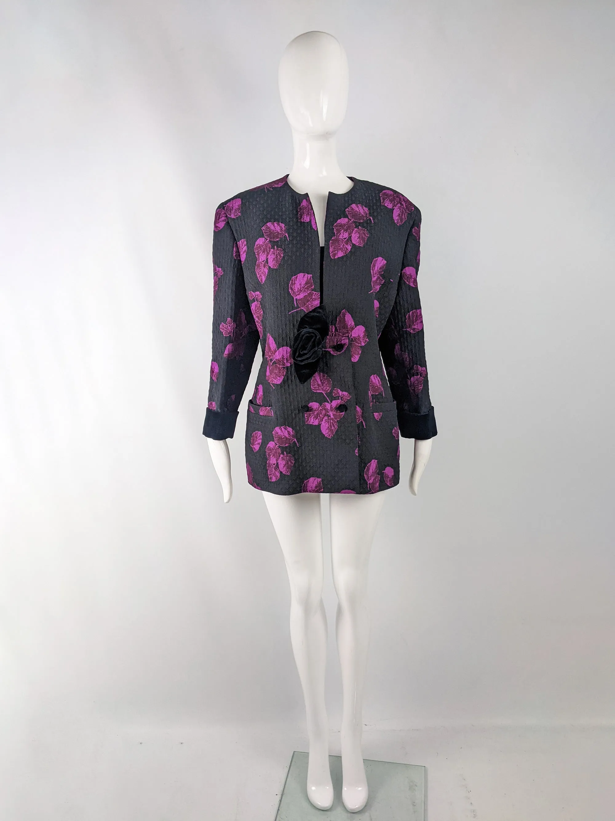 Renato Balestra Vintage Womens Floral Quilted Jacket, 1980s