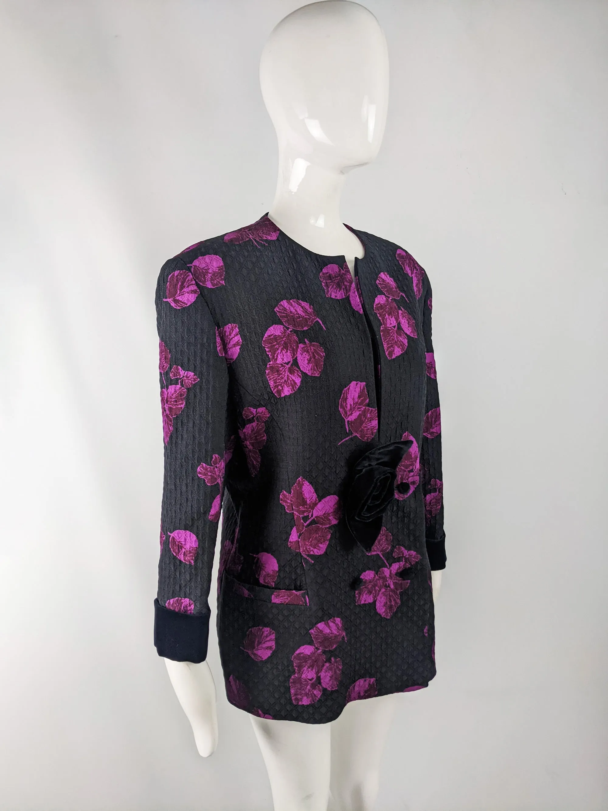 Renato Balestra Vintage Womens Floral Quilted Jacket, 1980s