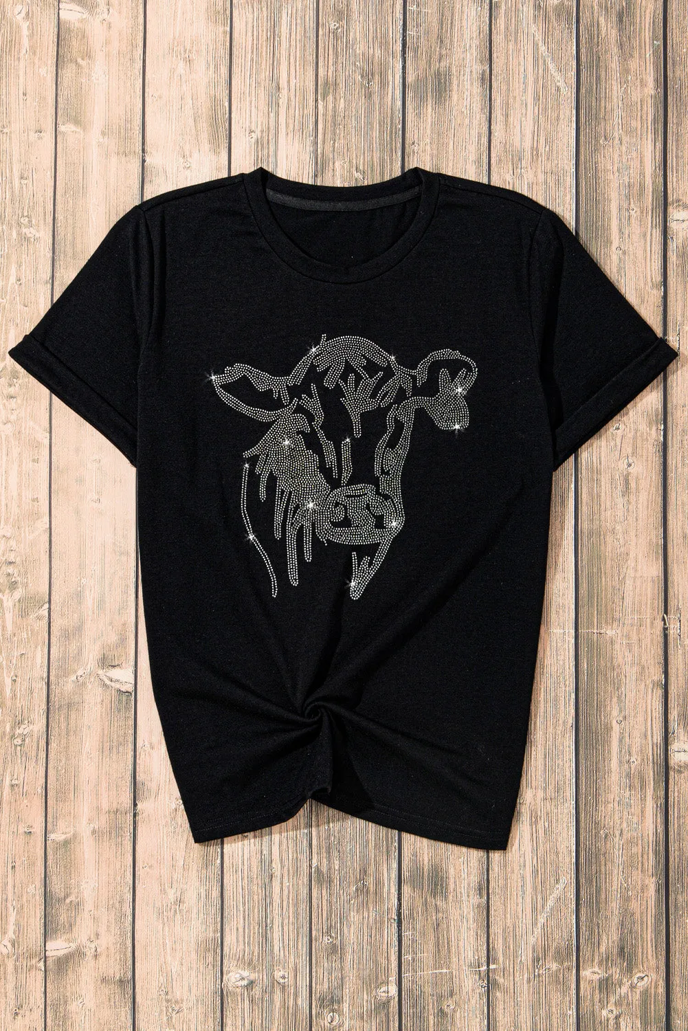 Rhinestone Steer Head Graphic T Shirt by Gothic Outlaws: Yeehaw, it’s time to sparkle and ride!