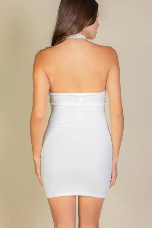 Ribbed Halter Neck Backless Bodycon Dress (CAPELLA)