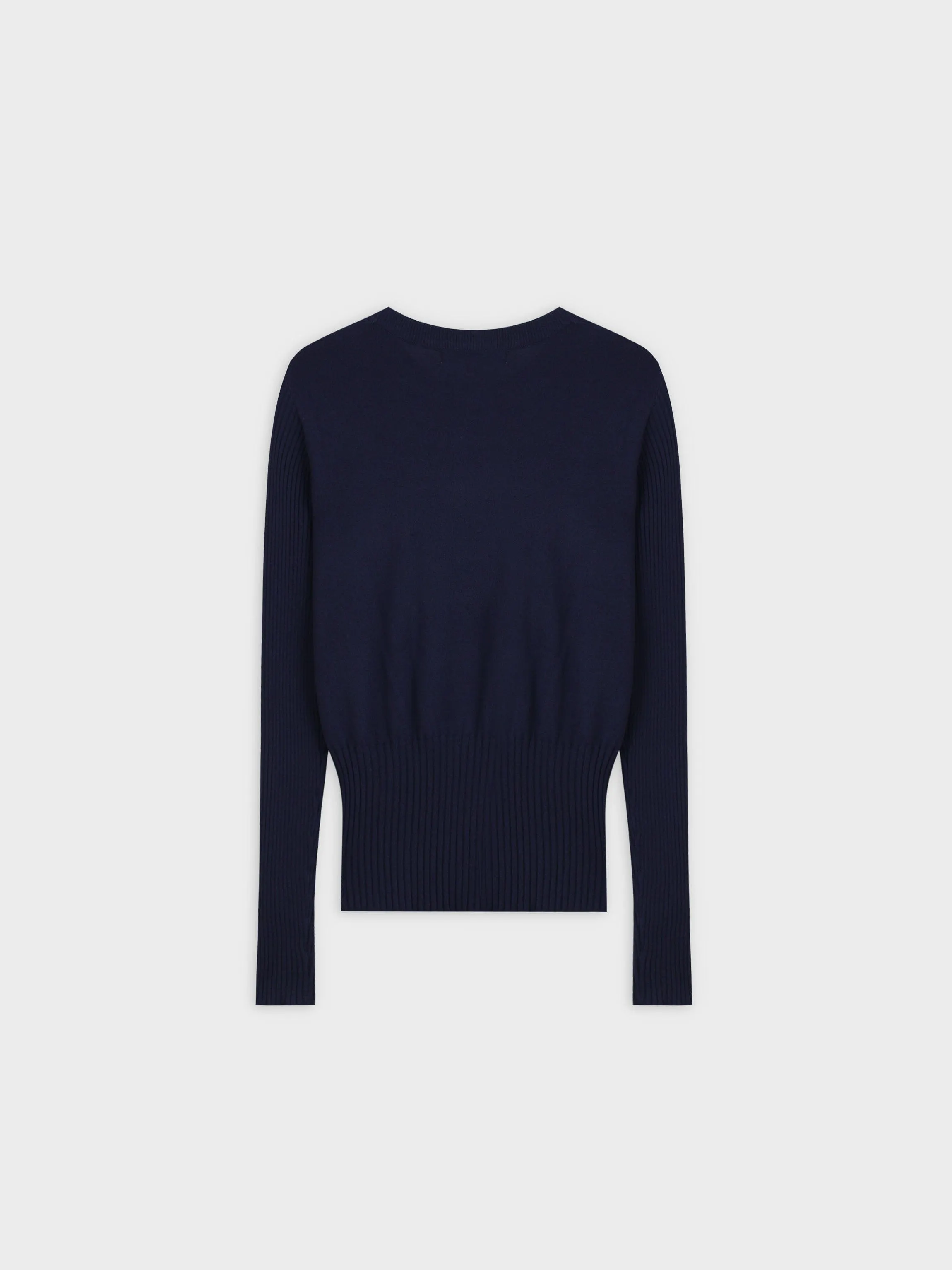 RIBBED WAISTED SWEATER-NAVY