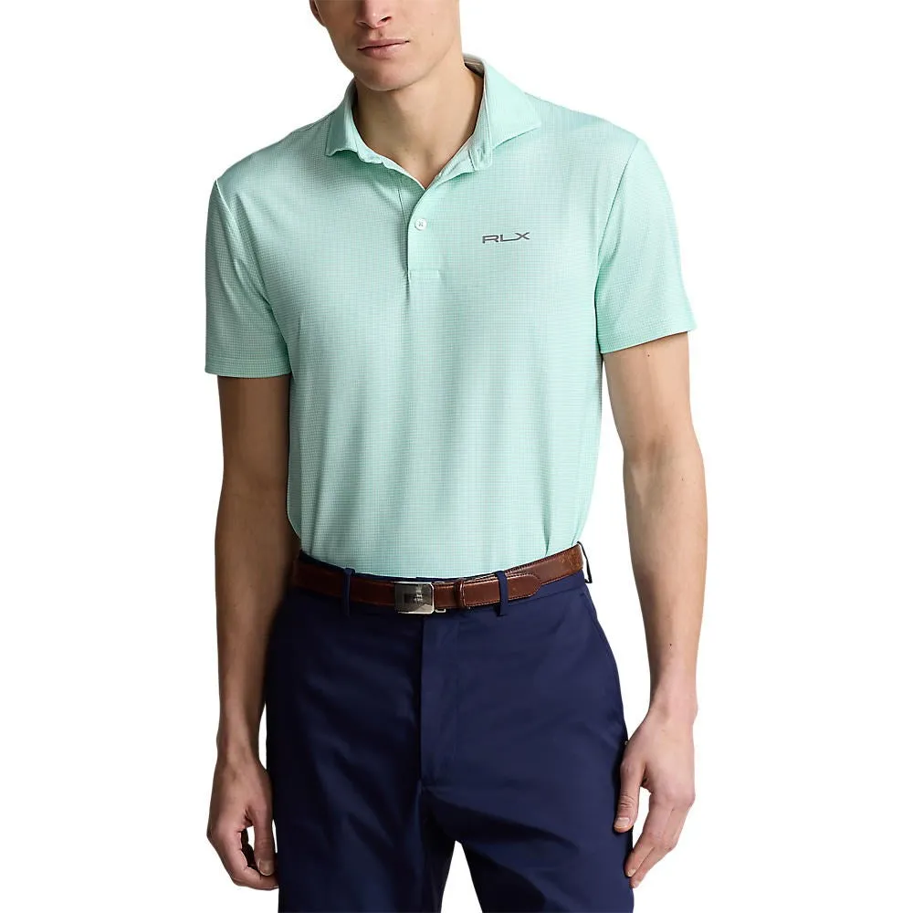 RLX Ralph Lauren Printed Lightweight Airflow Performance Golf Shirt - Light Mint Fairway Houndstooth