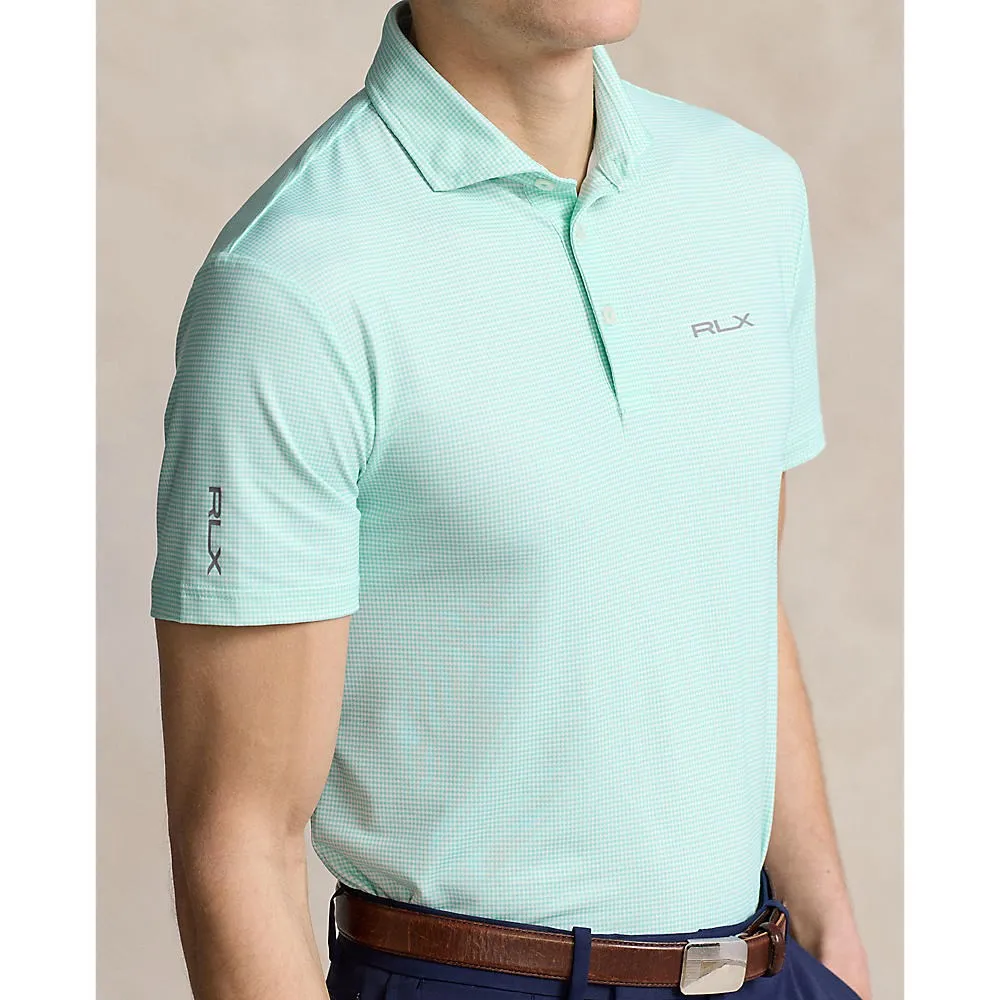 RLX Ralph Lauren Printed Lightweight Airflow Performance Golf Shirt - Light Mint Fairway Houndstooth