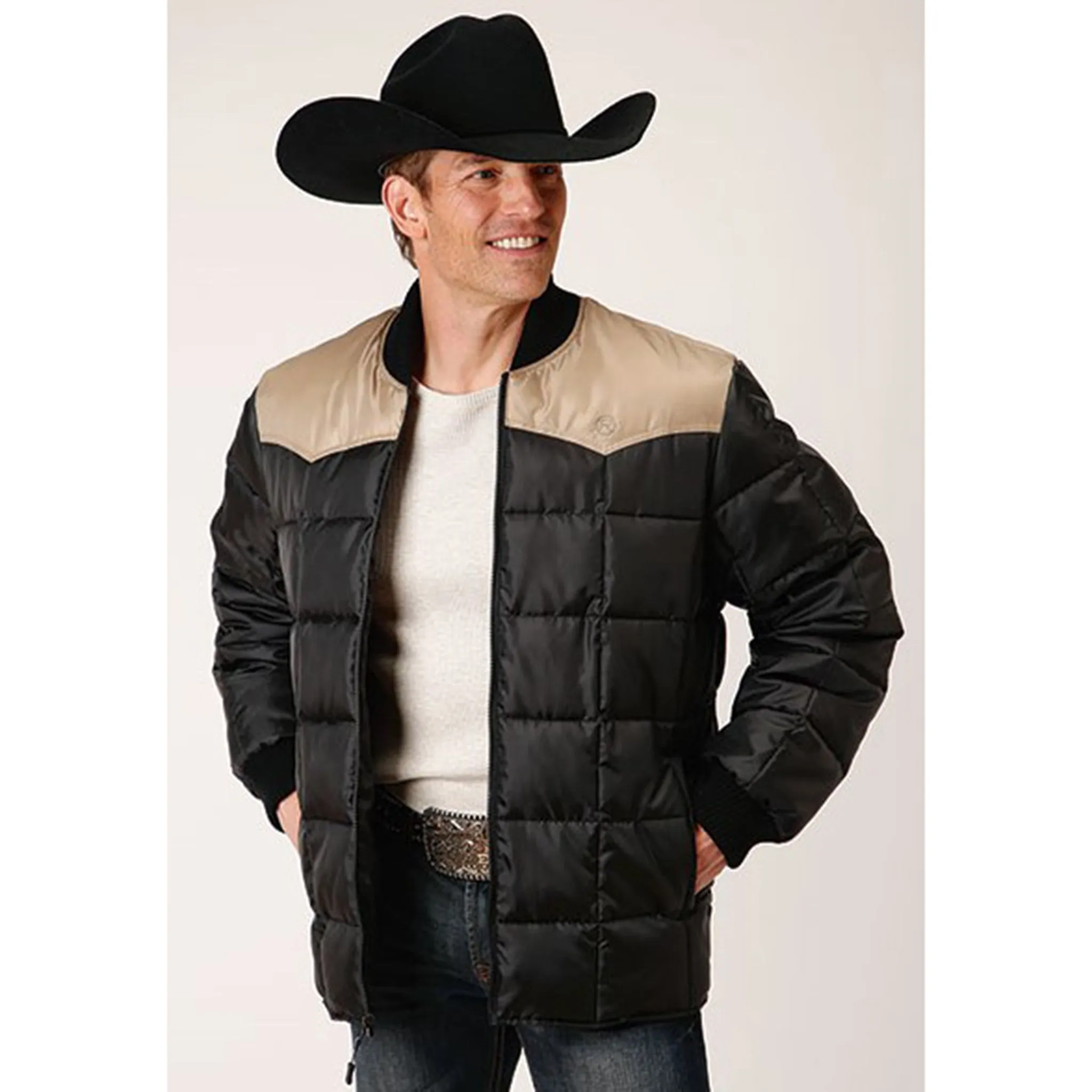 Roper Men's Black & Tan Poly Coat