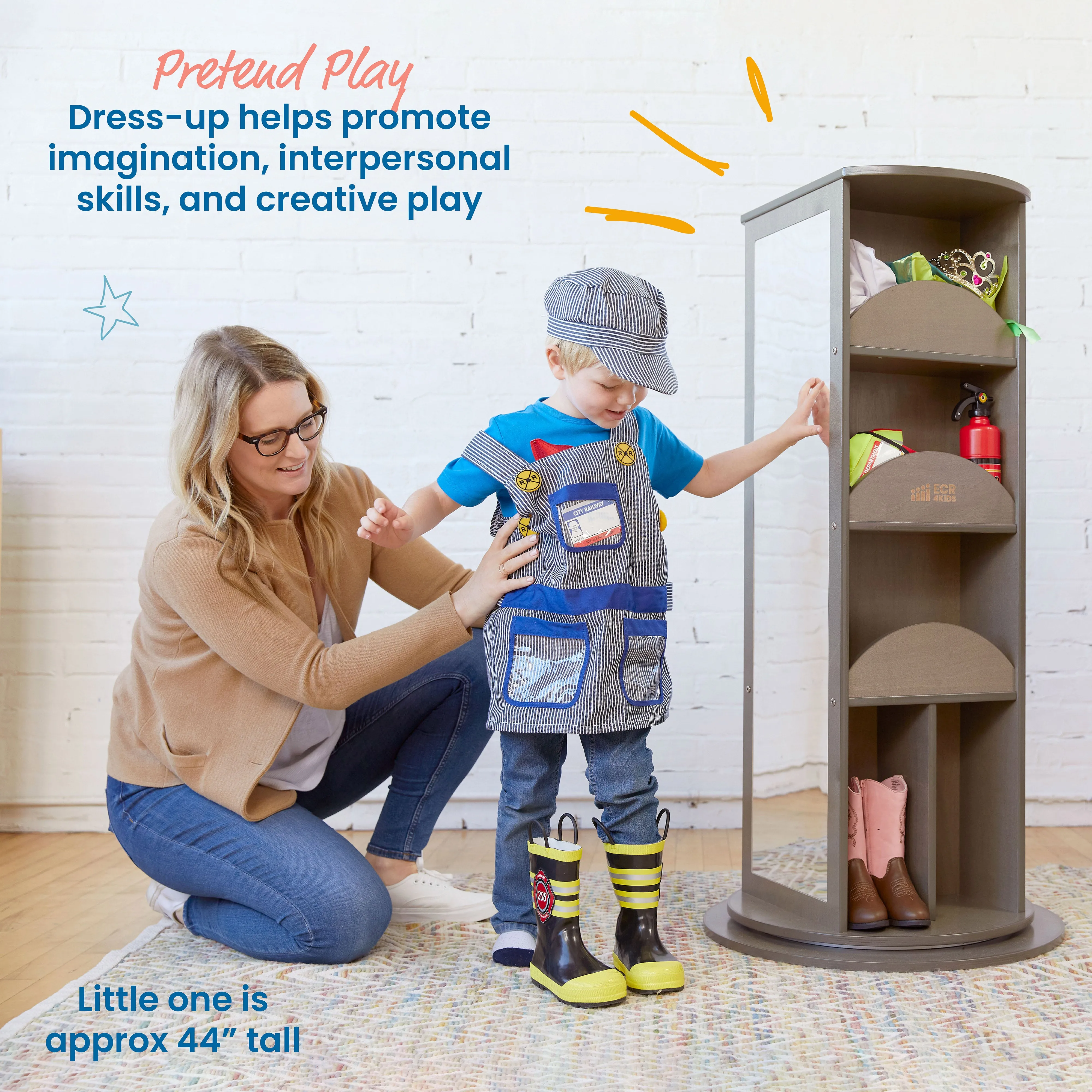 Rotating Dress-Up Carousel, Dramatic Play Costume Storage