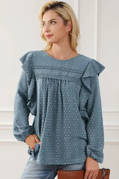 Round Neck Ruffled Blouse