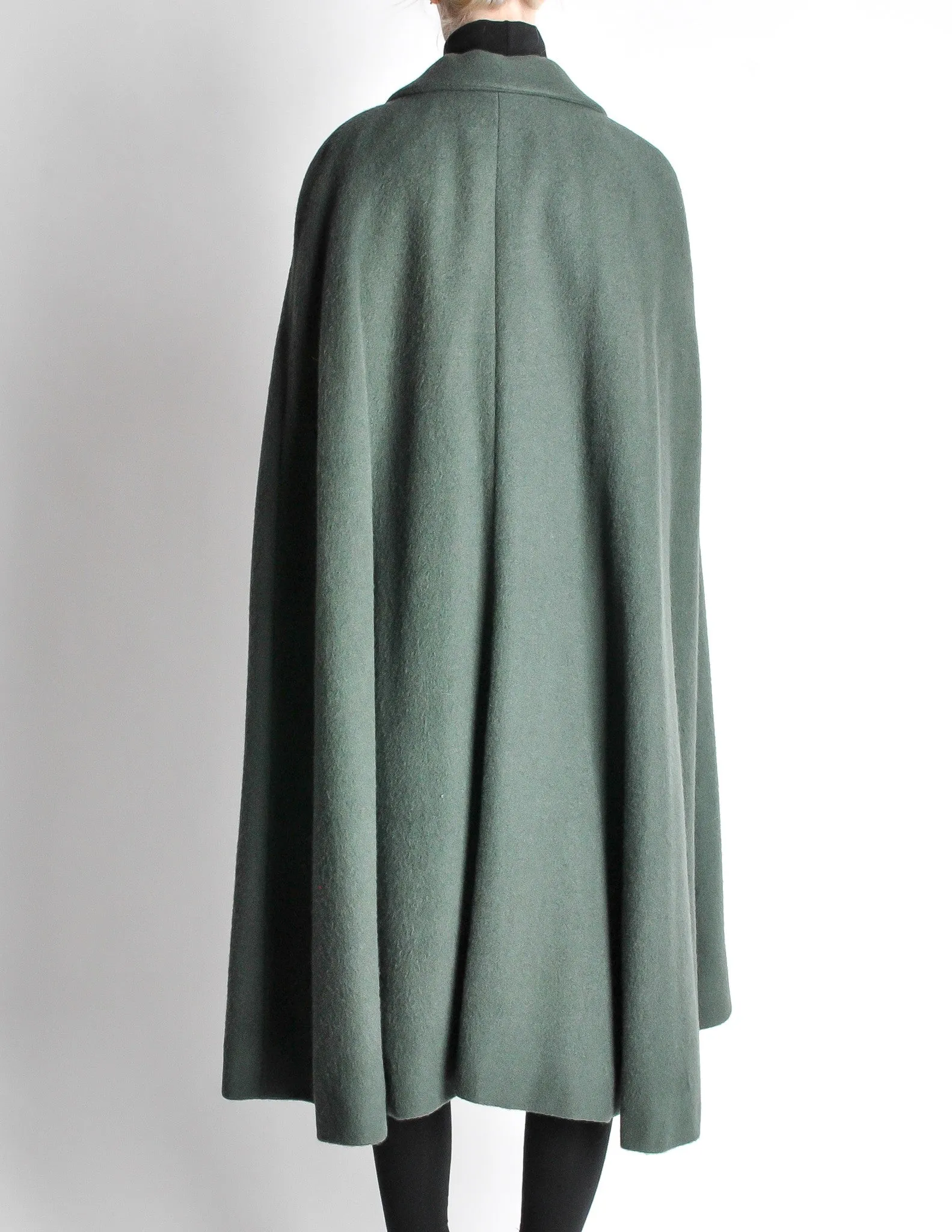 Saint Laurent Rive Gauche Vintage Green Falling Leaves Cape