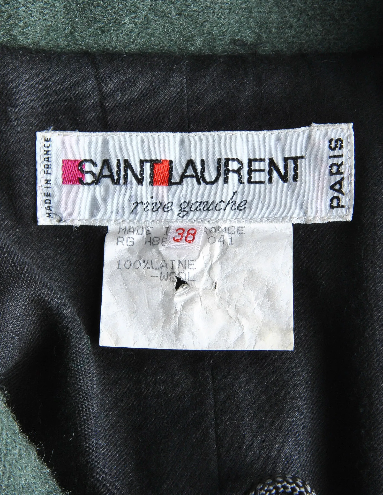 Saint Laurent Rive Gauche Vintage Green Falling Leaves Cape