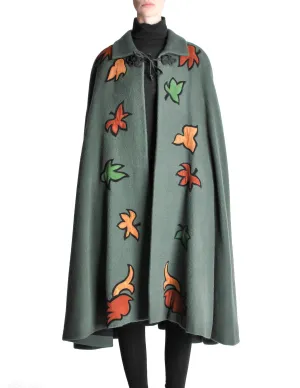 Saint Laurent Rive Gauche Vintage Green Falling Leaves Cape