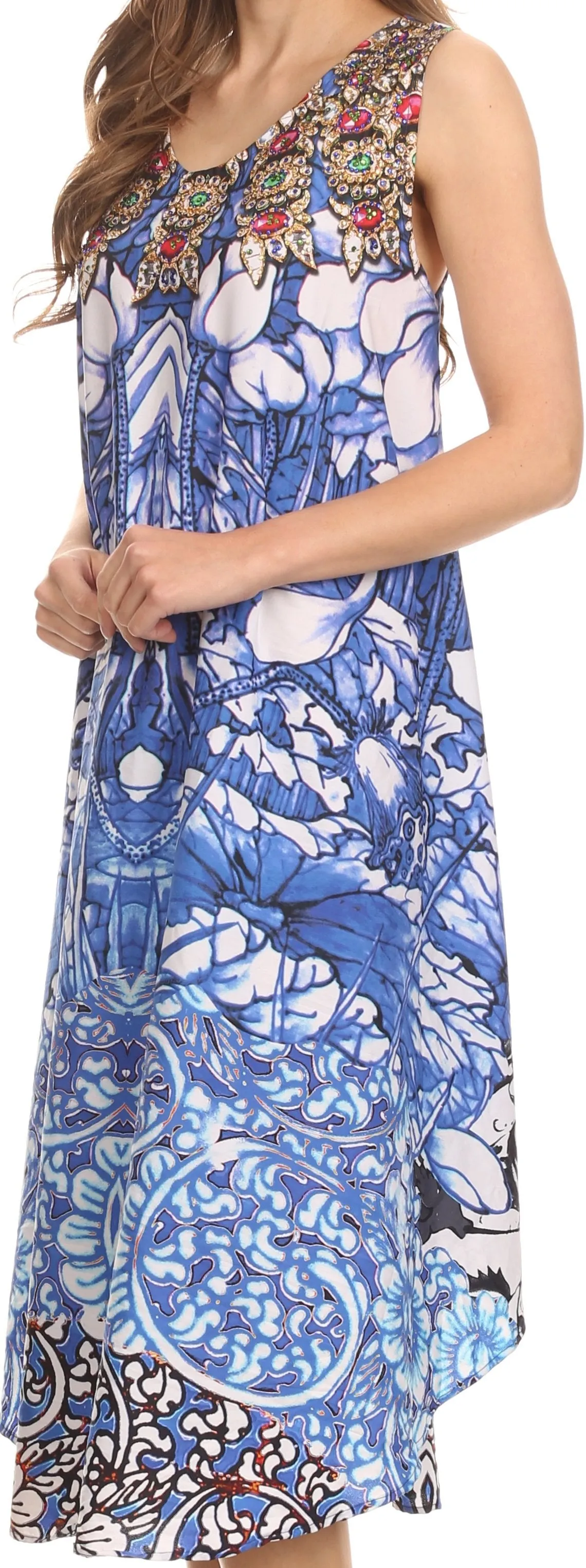 Sakkas Enzo  Lightweight Caftan Dress With Printed Pattern