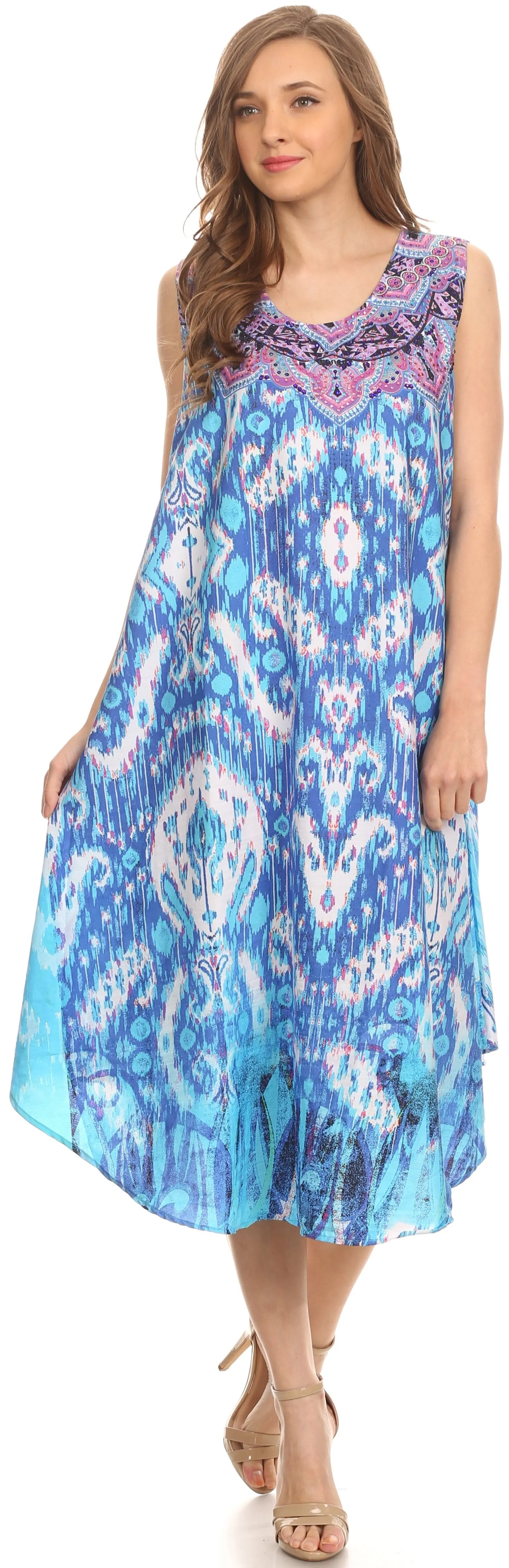 Sakkas Enzo  Lightweight Caftan Dress With Printed Pattern