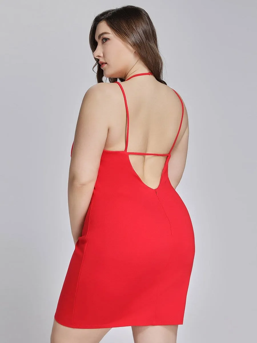 Sexy Red Open Back Cocktail Dress