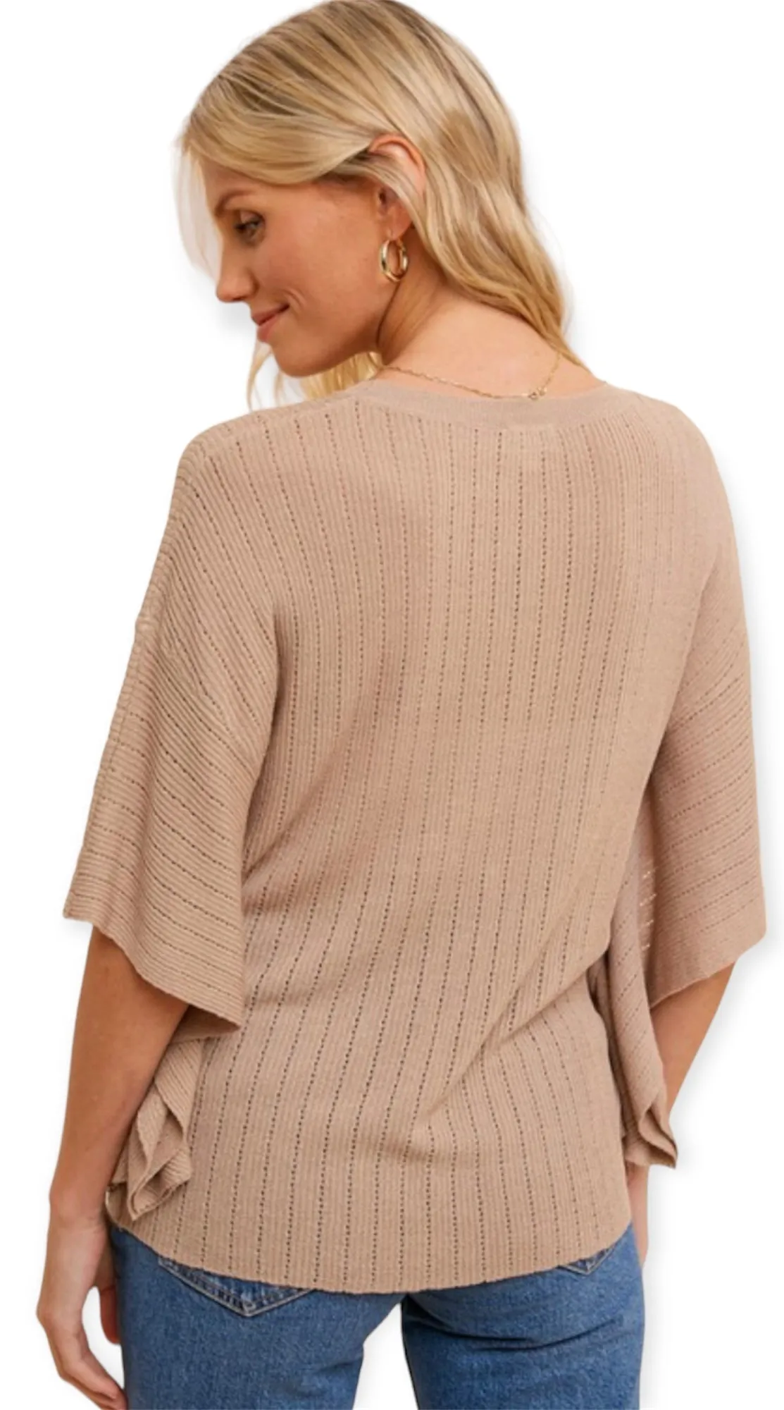 Soft Pointelle Oversized Lightweight Blouse