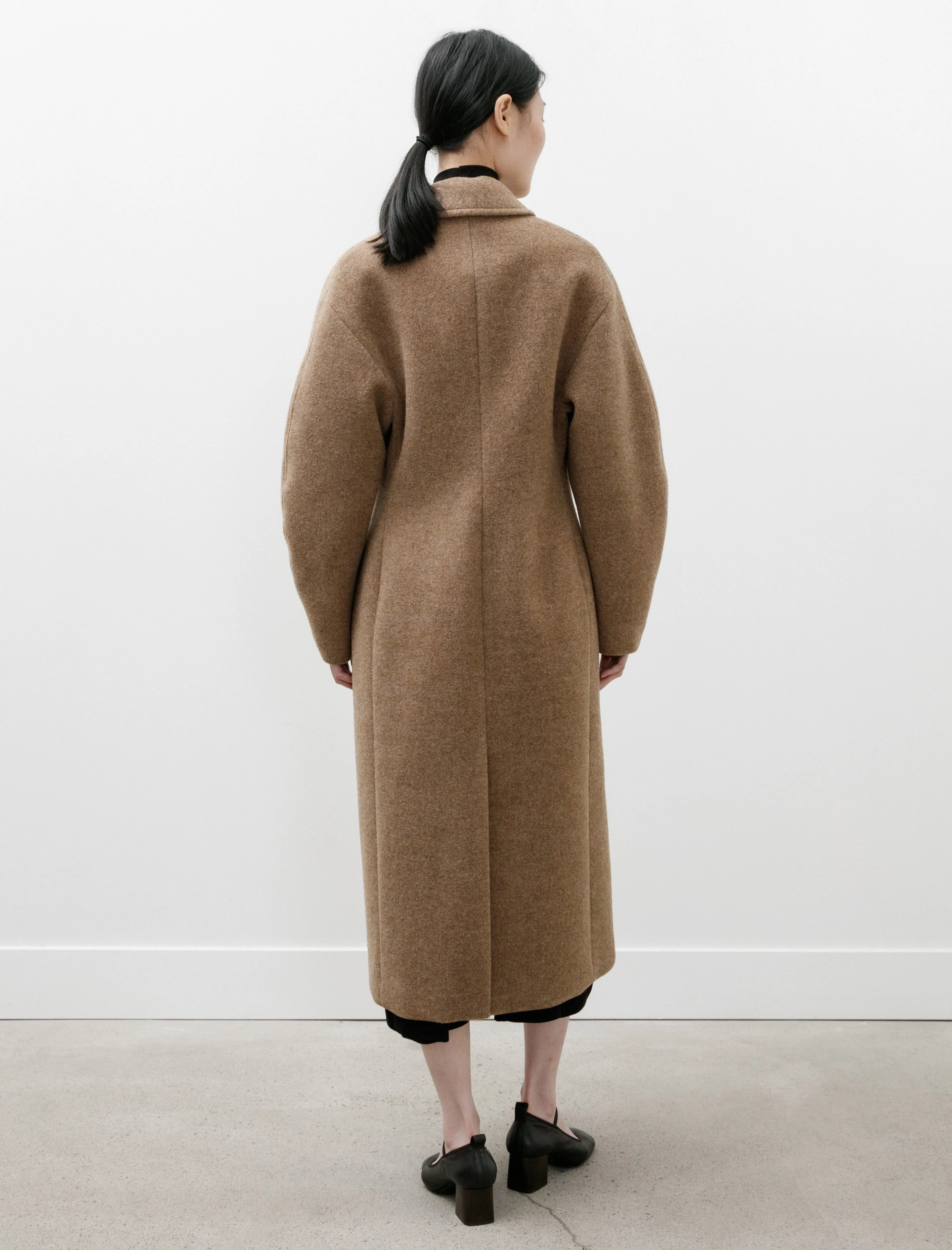 Sponge Wool Melton Soutien Collar Coat Top Brown