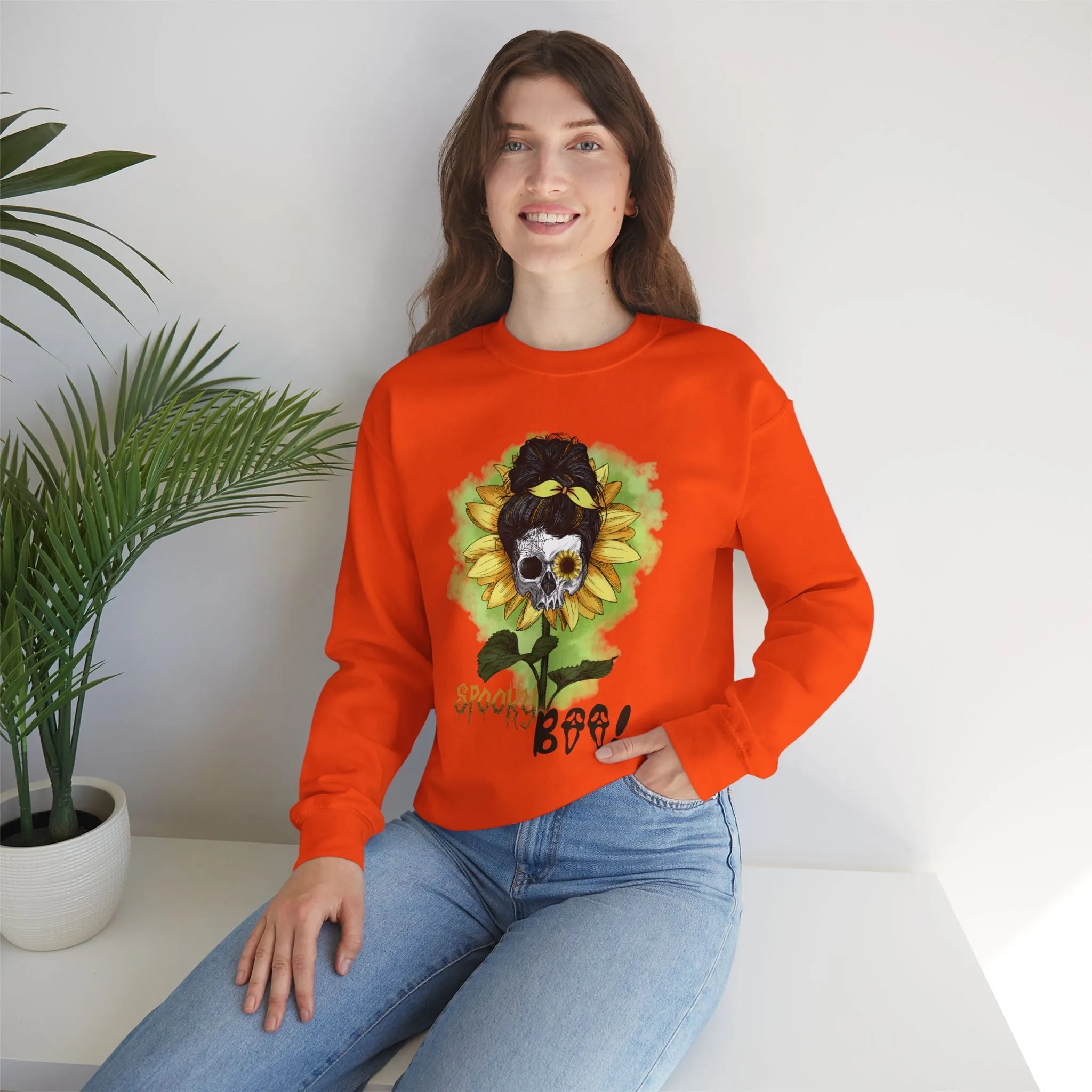 Spooky Boo Halloween Ghost Sweatshirt, Happy Halloween Sweatshirt - Unisex Heavy Blend Crewneck, Halloween Sweatshirt, Cute Spooky Ghost sweatshirt.