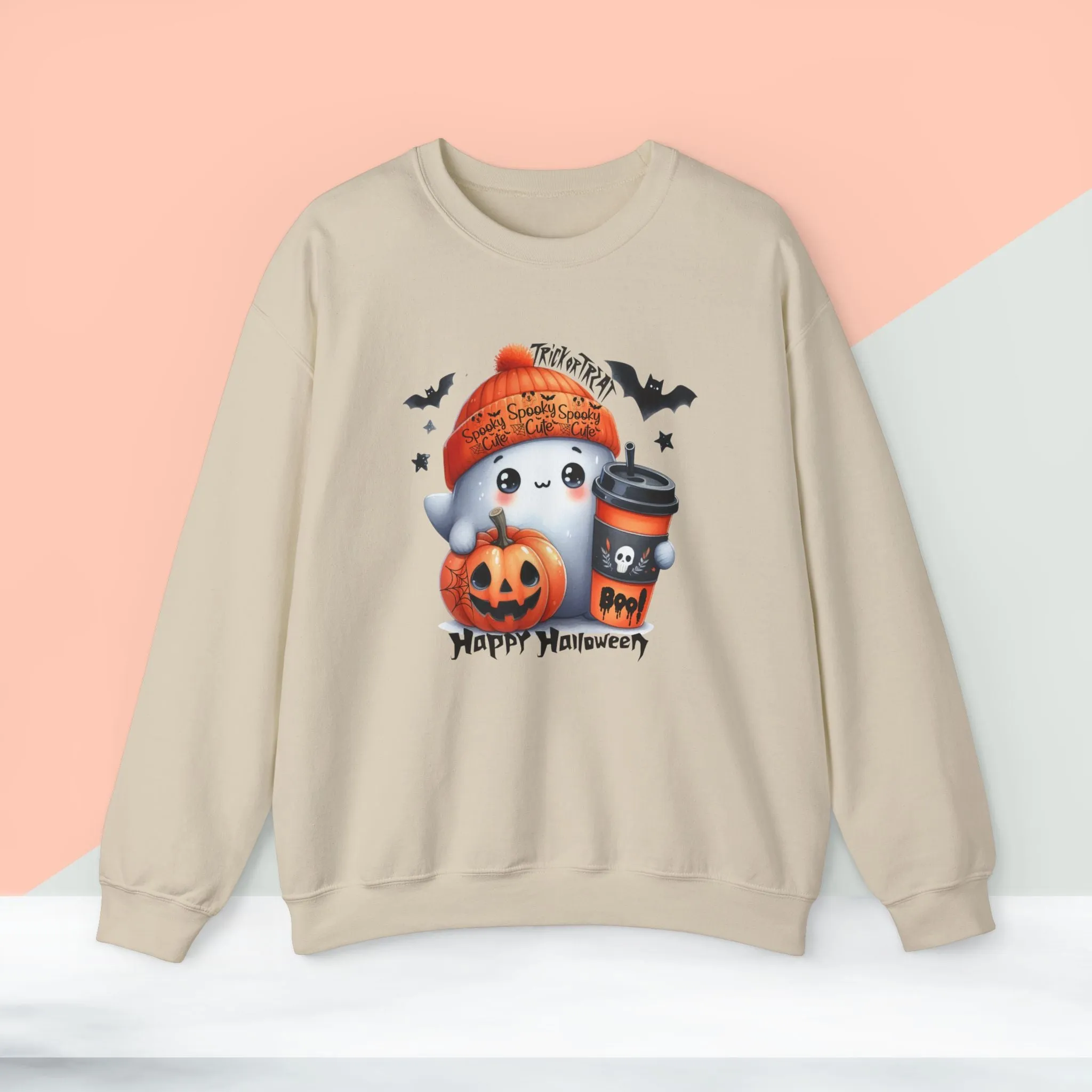 Spooky Cute Halloween Sweatshirt, Happy Halloween Sweatshirt - Unisex Heavy Blend Crewneck, Halloween Sweatshirt, Cute Spooky Ghost sweatshirt.