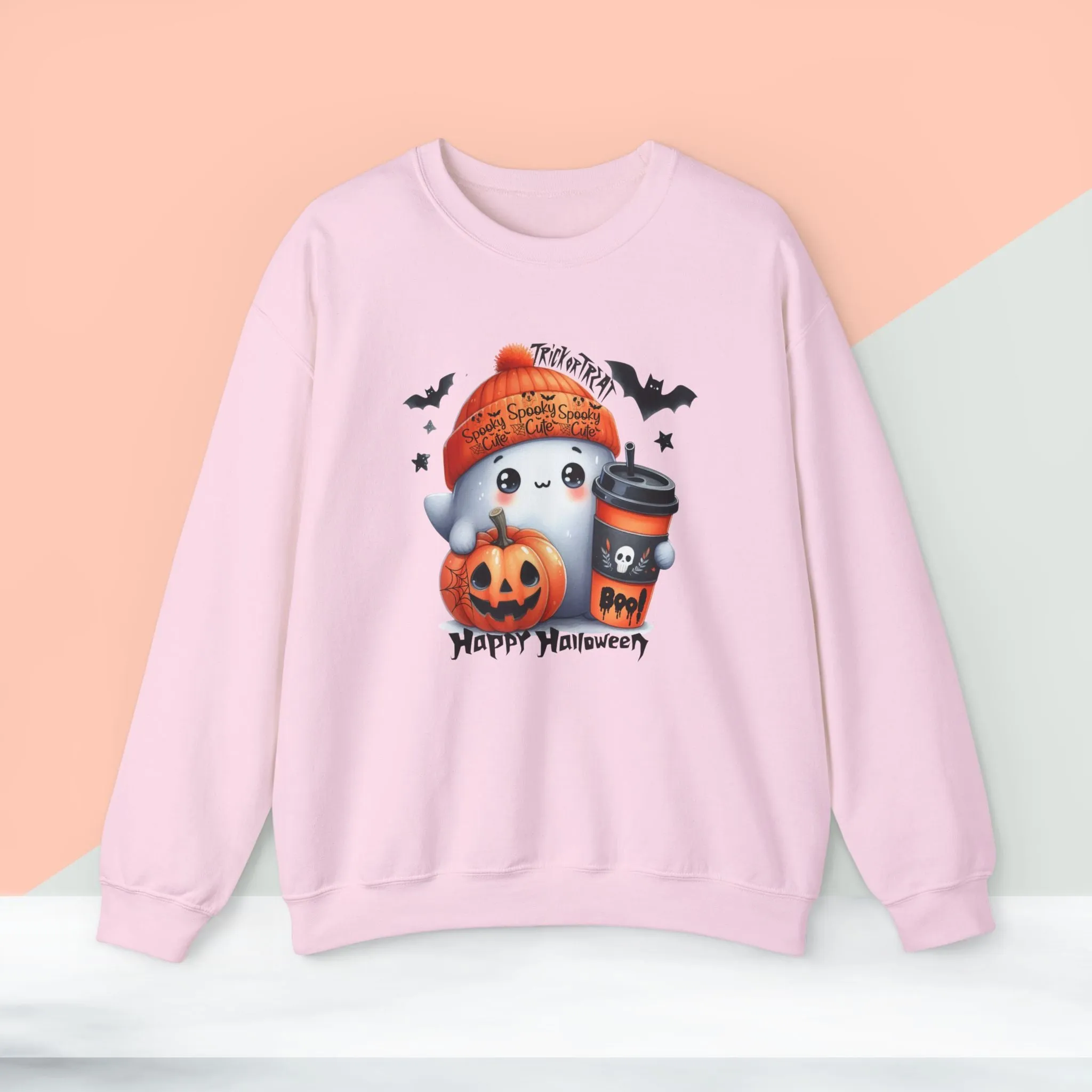 Spooky Cute Halloween Sweatshirt, Happy Halloween Sweatshirt - Unisex Heavy Blend Crewneck, Halloween Sweatshirt, Cute Spooky Ghost sweatshirt.