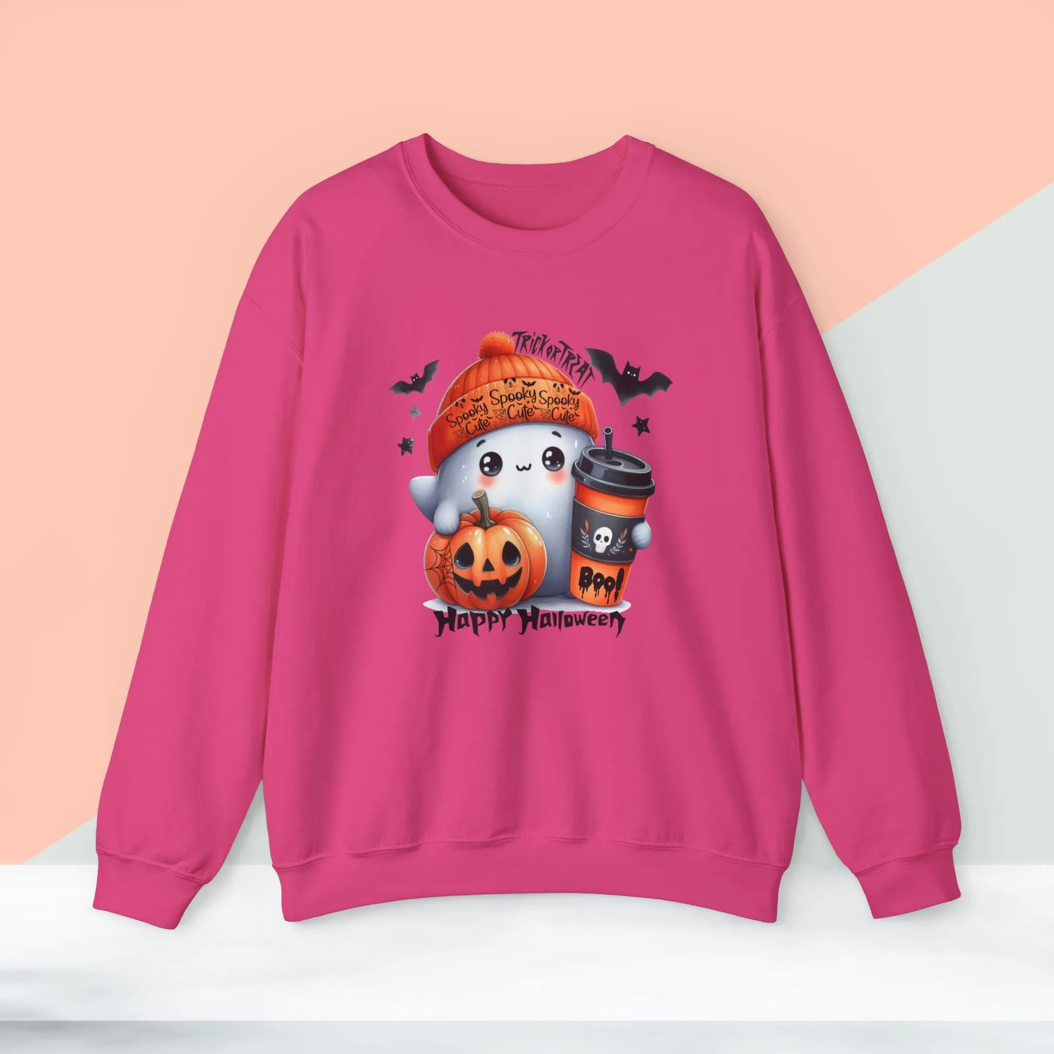 Spooky Cute Halloween Sweatshirt, Happy Halloween Sweatshirt - Unisex Heavy Blend Crewneck, Halloween Sweatshirt, Cute Spooky Ghost sweatshirt.