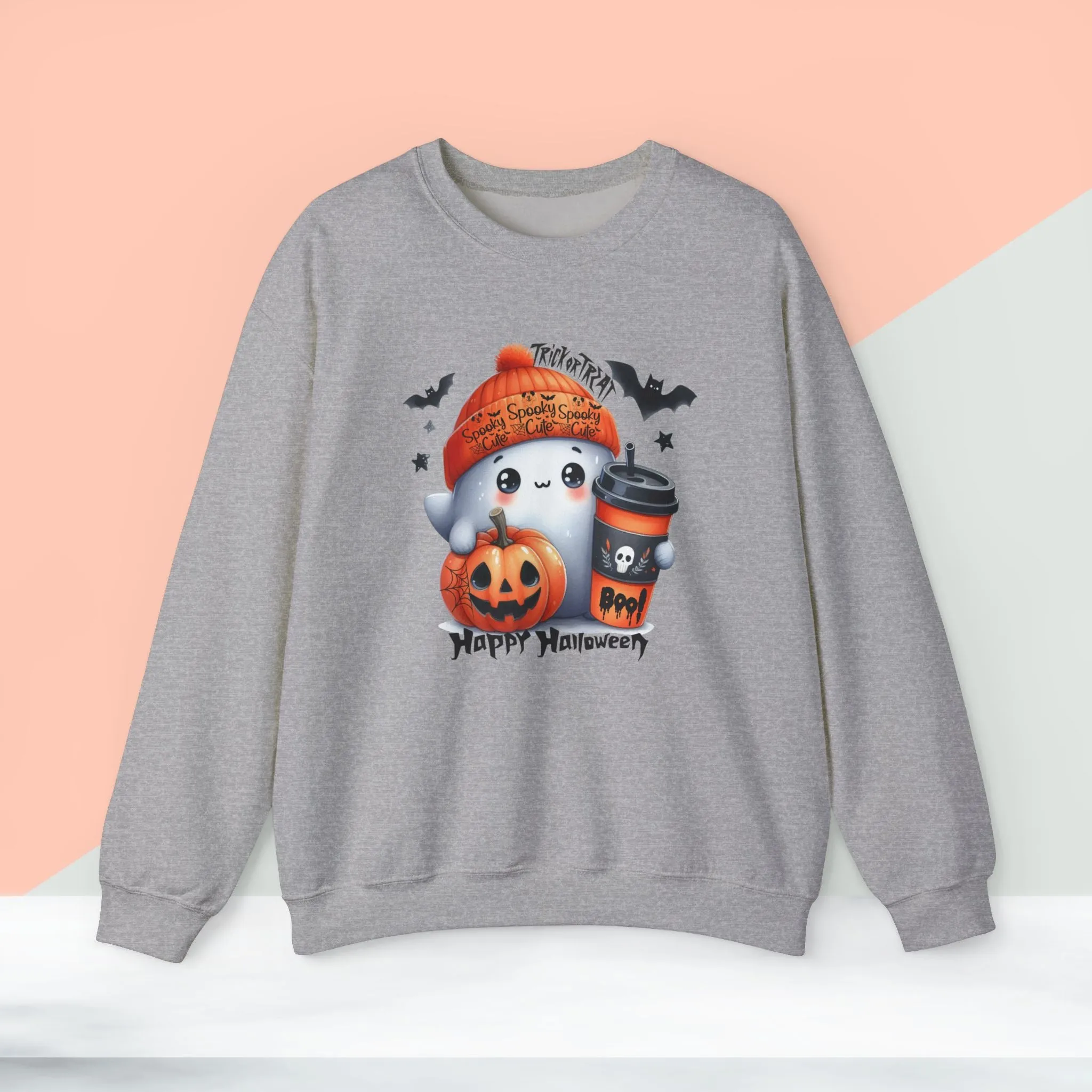 Spooky Cute Halloween Sweatshirt, Happy Halloween Sweatshirt - Unisex Heavy Blend Crewneck, Halloween Sweatshirt, Cute Spooky Ghost sweatshirt.