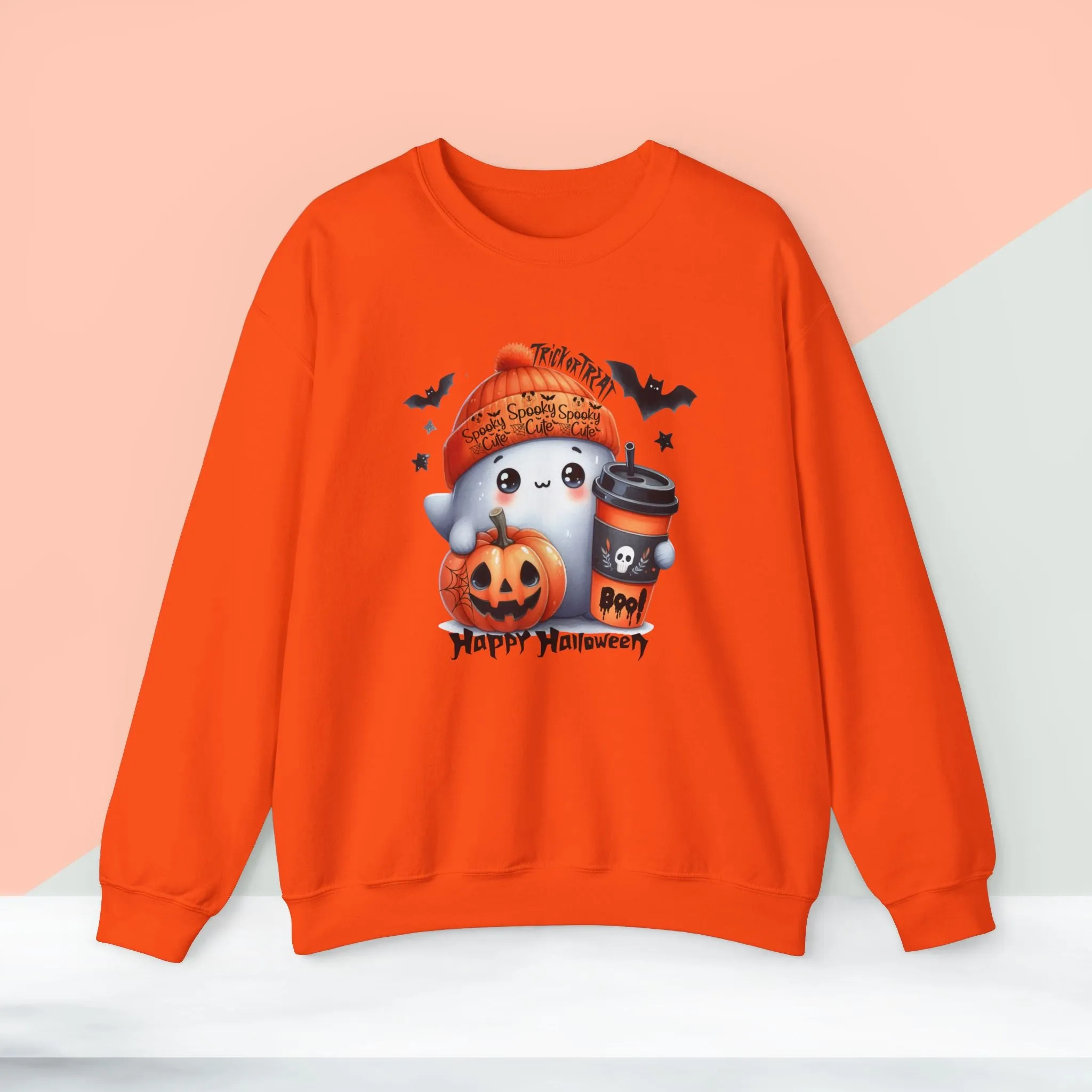 Spooky Cute Halloween Sweatshirt, Happy Halloween Sweatshirt - Unisex Heavy Blend Crewneck, Halloween Sweatshirt, Cute Spooky Ghost sweatshirt.