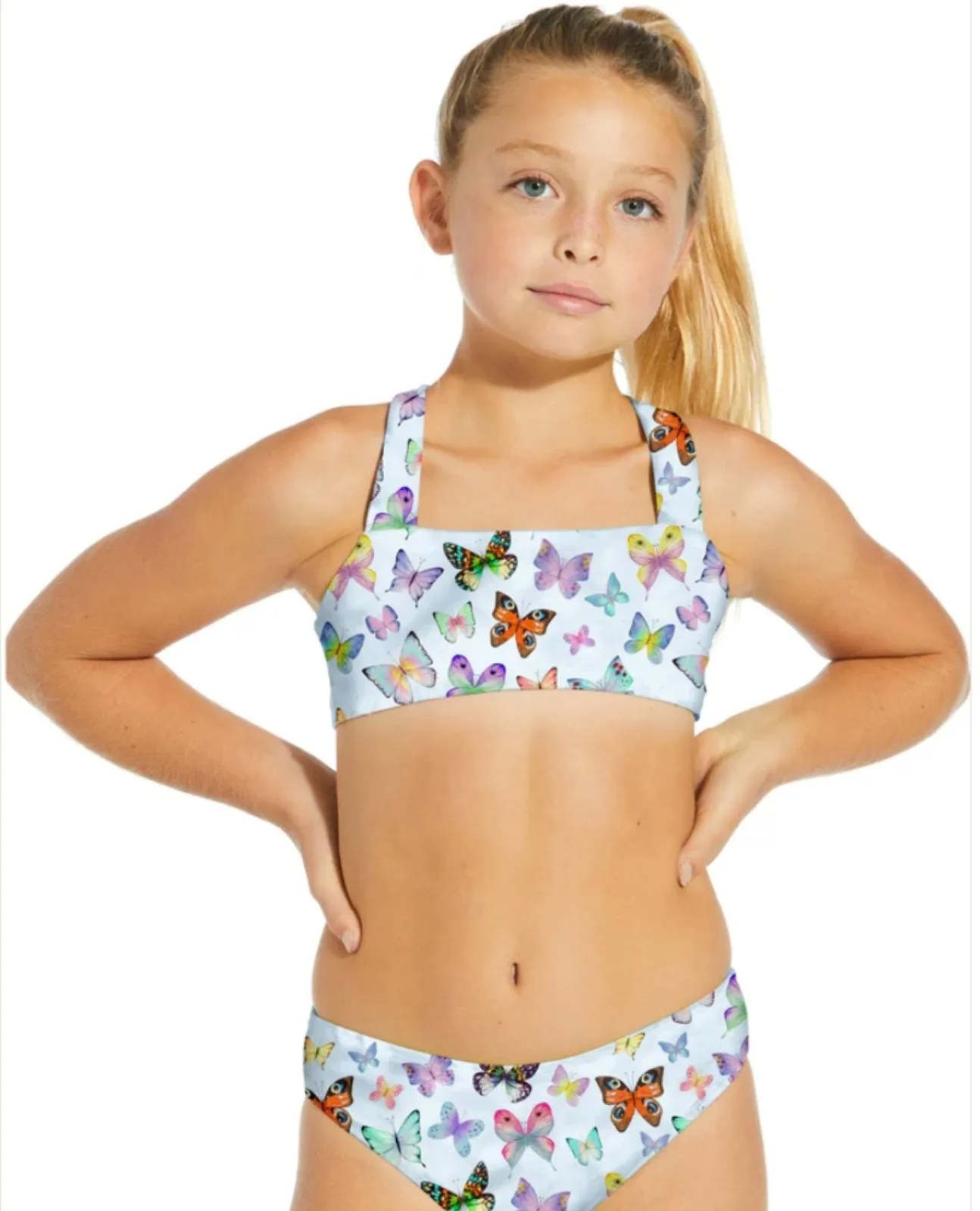 Stella Cove Girls MORE Butterflies Bandeau Bikini Swimsuit