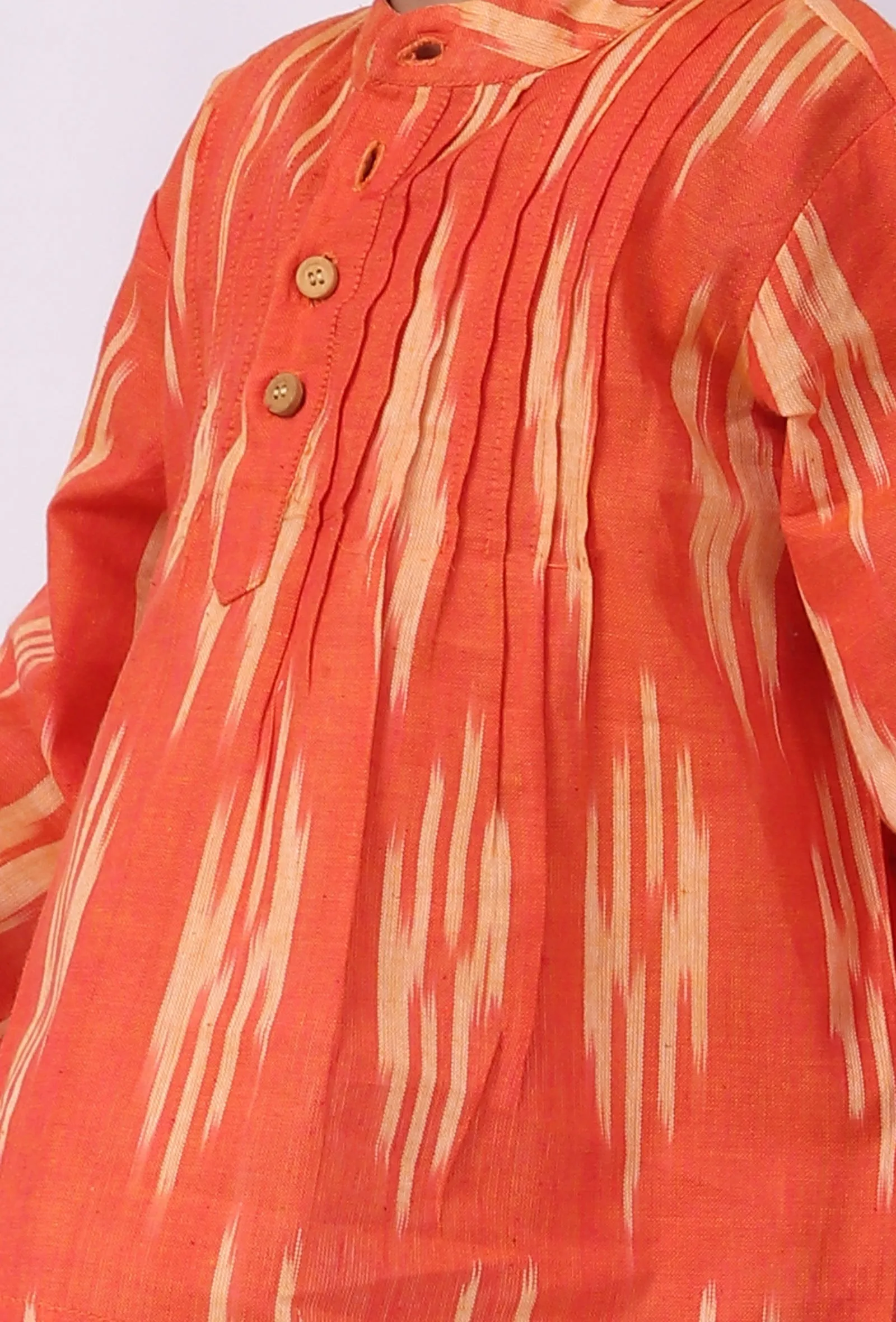 Sunset Orange Ikat Kurta